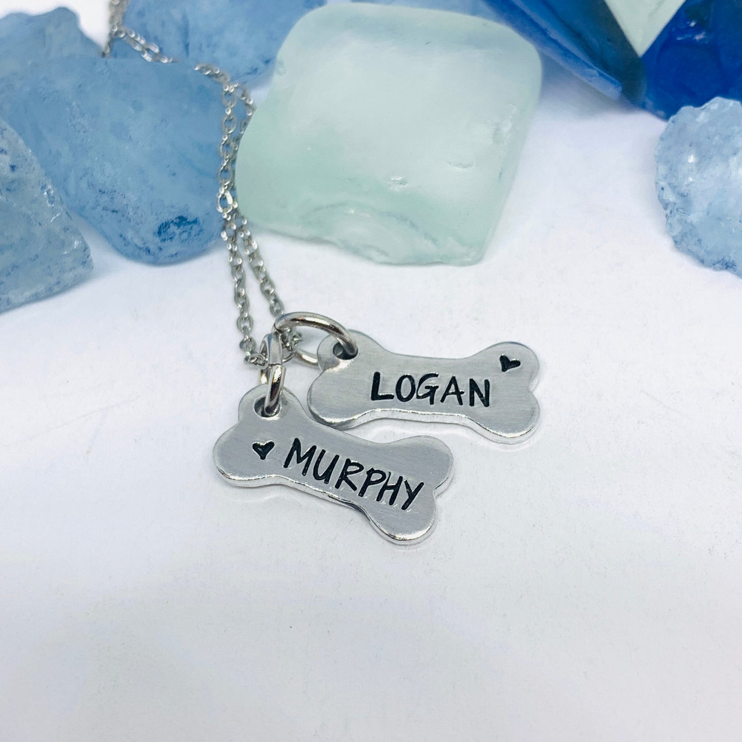 Personalized Dog Bone Pendant | Hand Stamped Metal Bone Charm | Gift for Her | Puppy Dog Gifts | New Puppy Gift Idea | Pet Loss Memorial