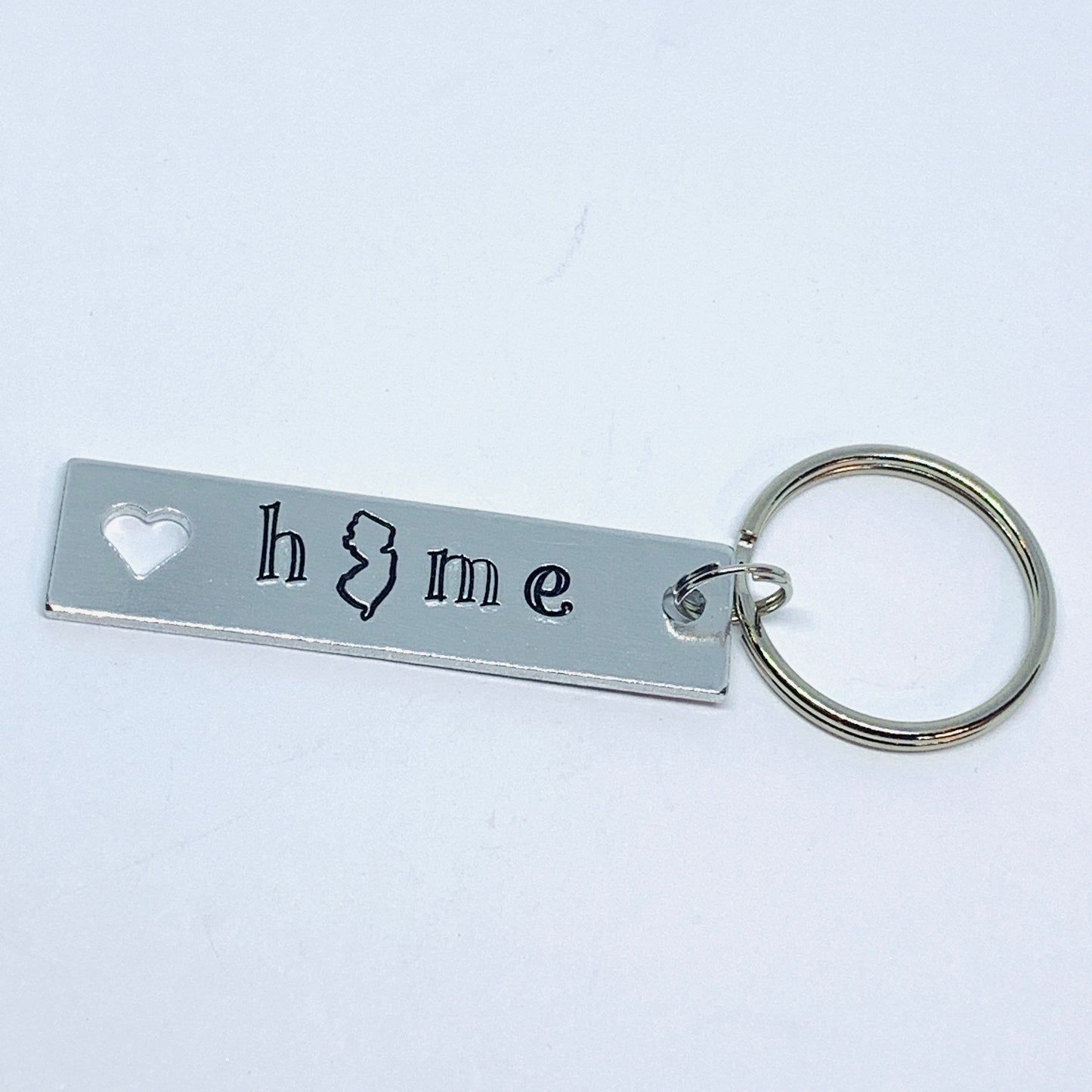 NJ Home - Hand Stamped Key Ring