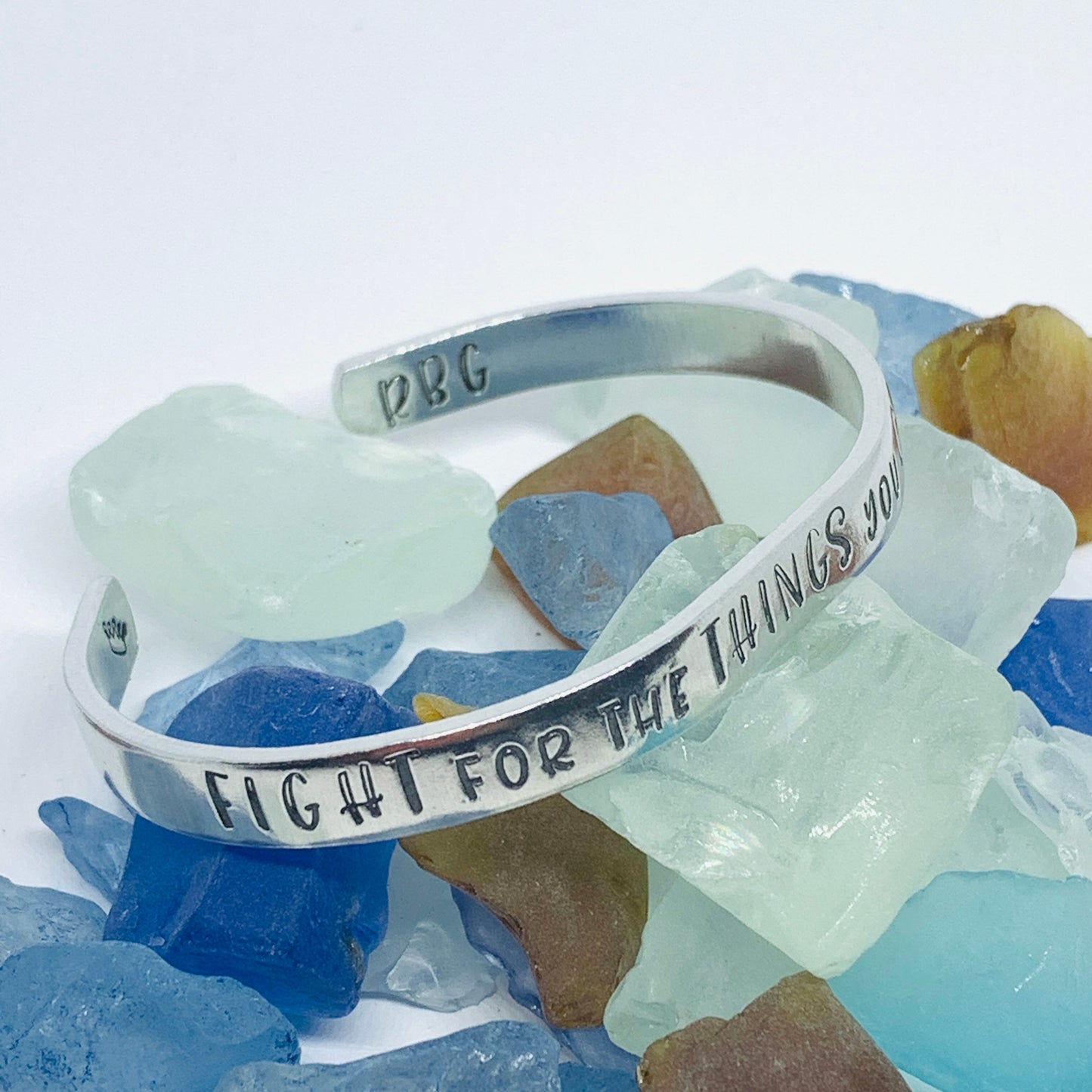 Fight for the things you care about RBG Hand Stamped Metal Cuff Bracelet | Feminist Jewelry | Resistance Jewelry | Ruth Bader Ginsburg Quote