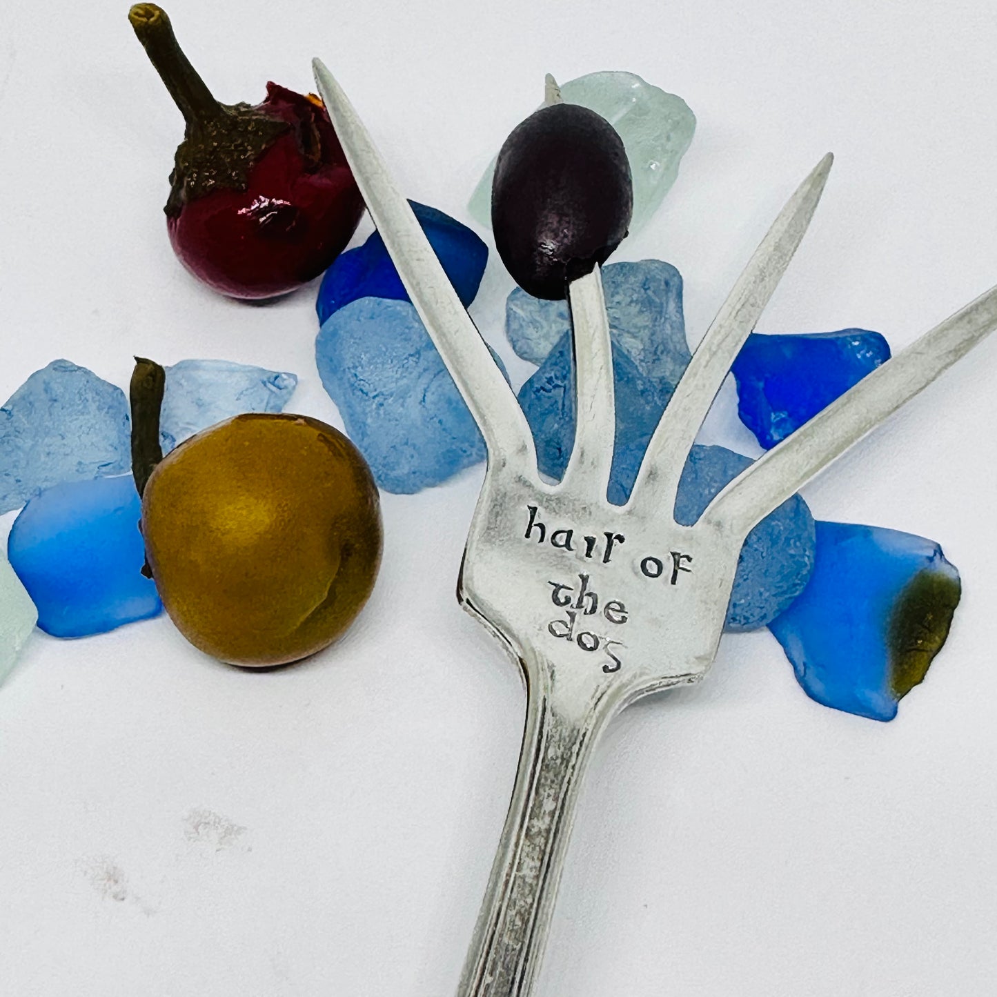 Bloody Mary Vintage Hand Stamped Silverware Fork | Hair of the Dog | For What Ails You | Relish the Day | Antique