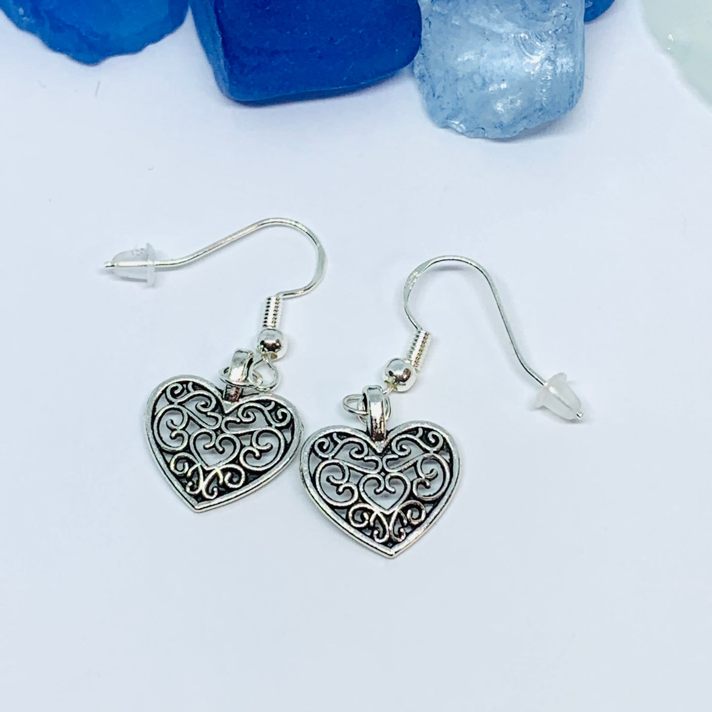 Filigree Heart Silver Wire Earrings with Backs | Hearts Earrings | Love Earrings | Gifts for Her | Valentine’s Day | Dainty Earrings
