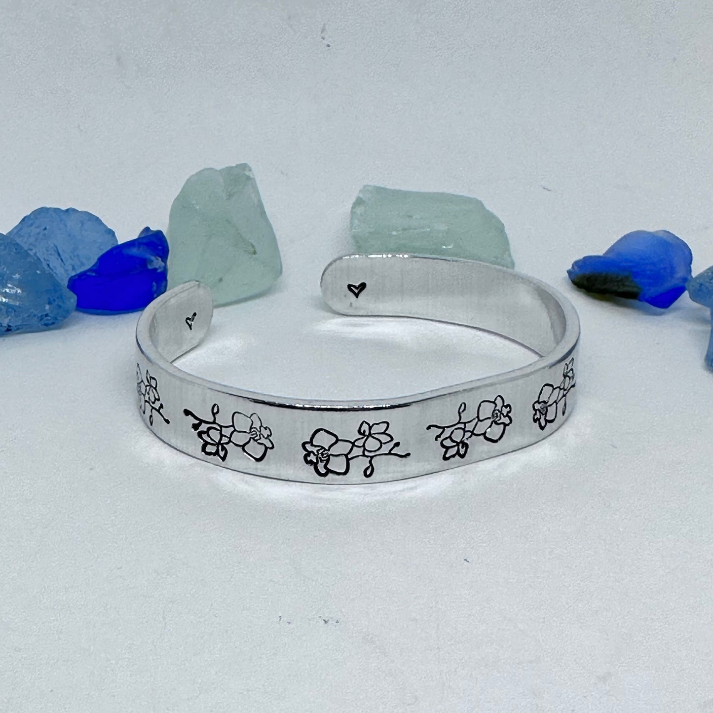 Orchids - Hand Stamped Cuff Bracelet