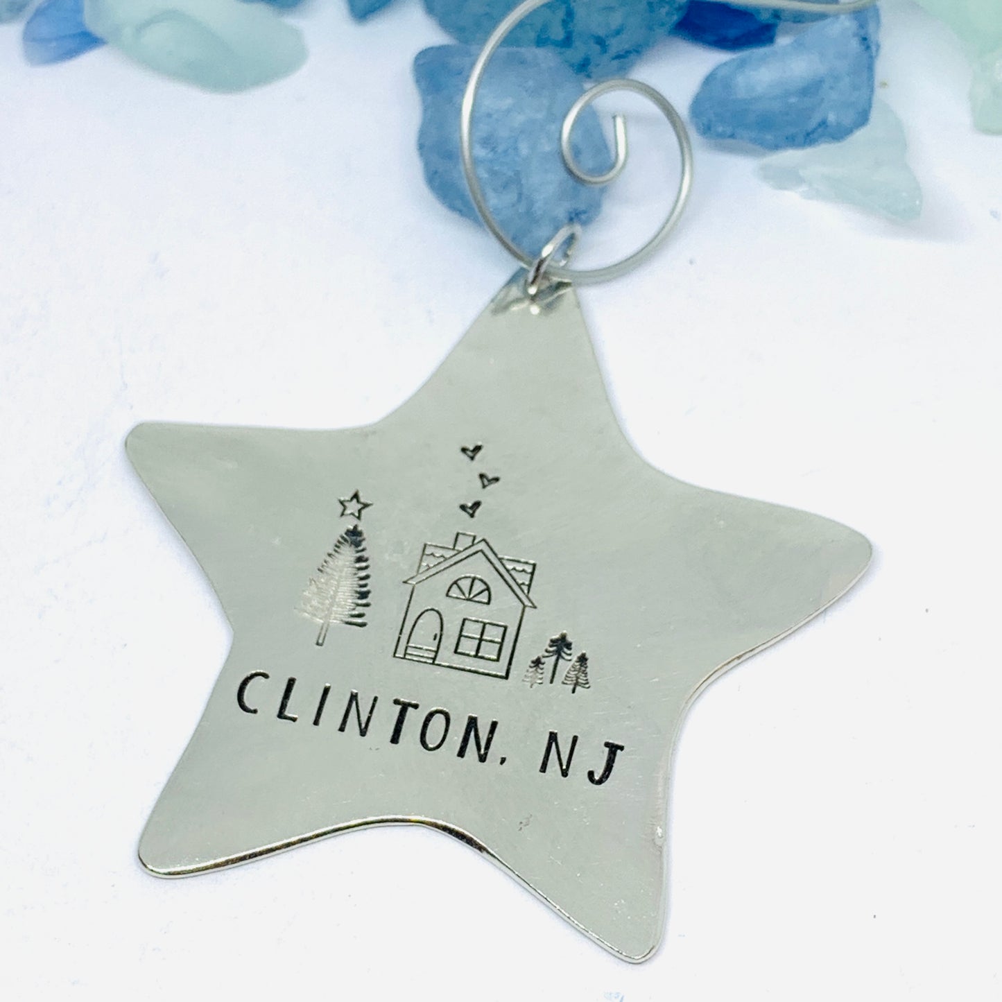 Home Town Hand Stamped Pewter Ornament | Pewter Star Ornament | Christmas Ornament | Hand Crafted Pewter Ornament | Holiday | Tree Decoration