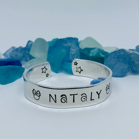 Disney-Inspired Mouse Cuff Bracelet | Hand Stamped Unisex Bracelet | His & Her Mouse Jewelry | Personalize Me