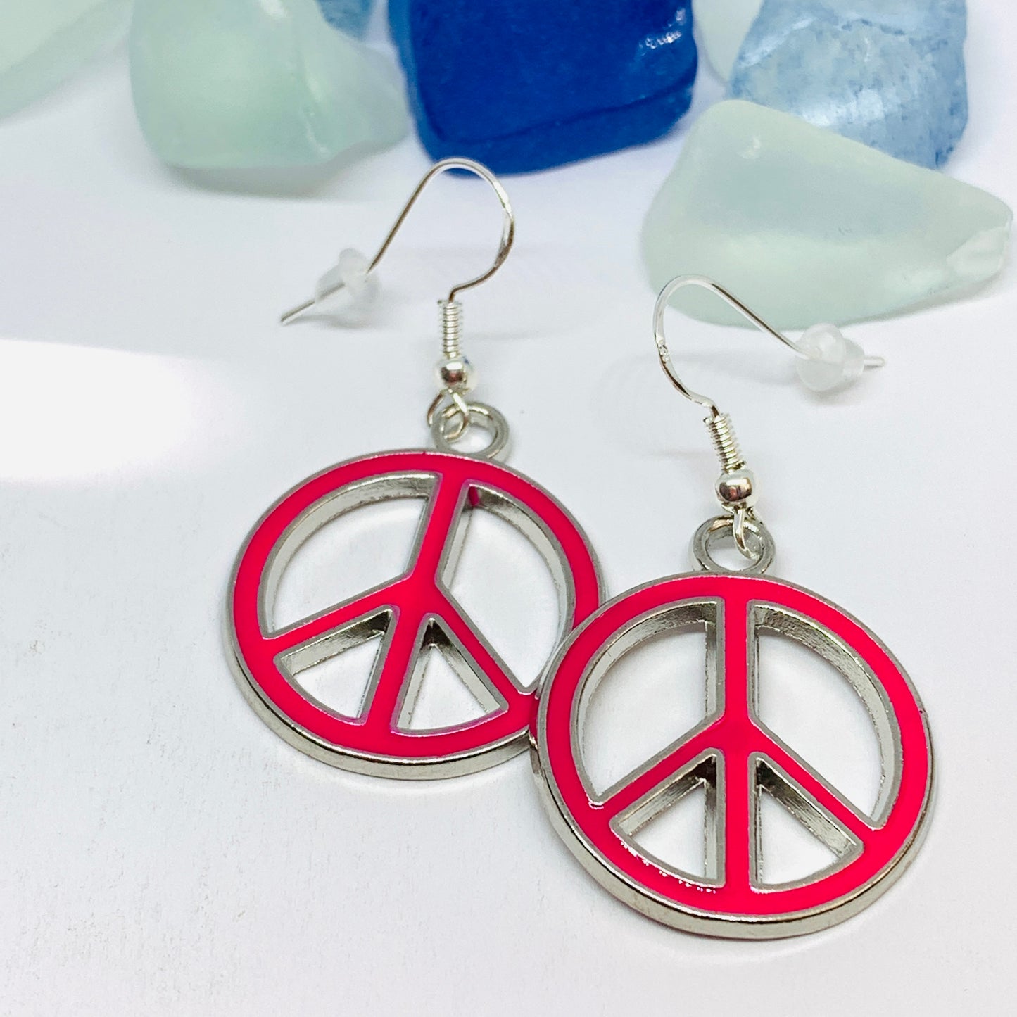 Peace Signs Pink Enamel Necklace | Make Love Not War | Gifts for Her
