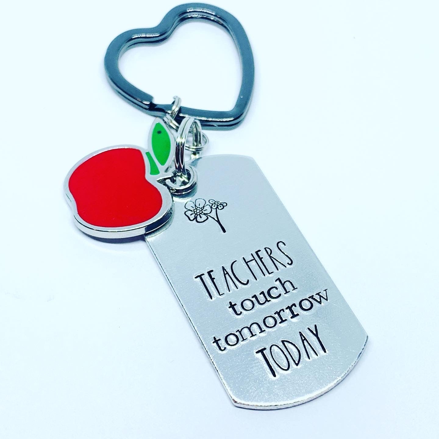 Teachers Touch Tomorrow Today Hand Stamped Key Ring | Educator Key Fob | Teacher Appreciation Week | Substitute Teacher | Gift for Teacher