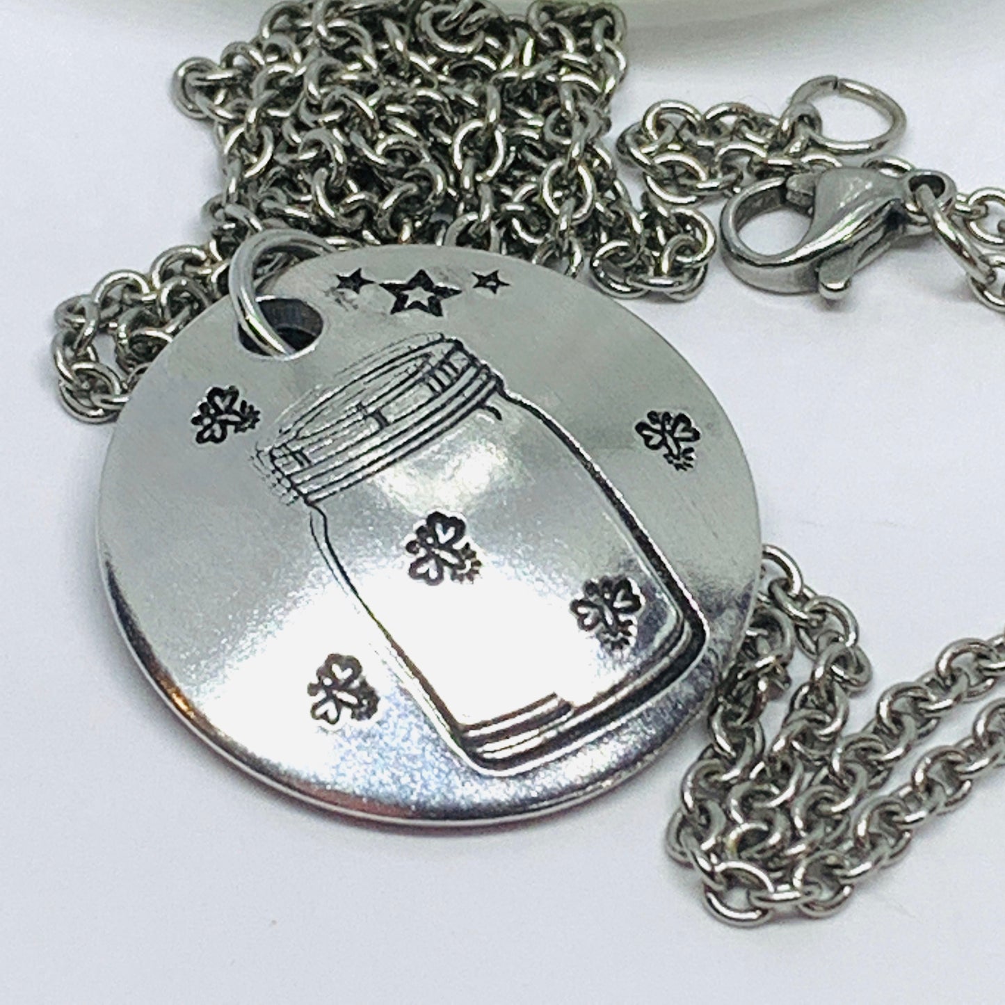 Fireflies in a Jar - Hand Stamped Necklace