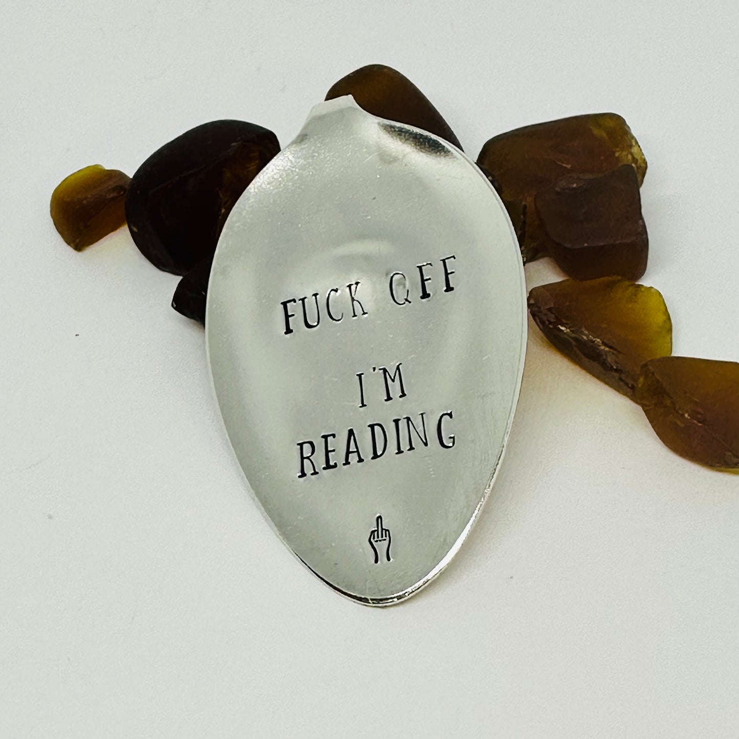 Vintage Spoon Hand Stamped Bookmark - Fuck Off, I’m Reading