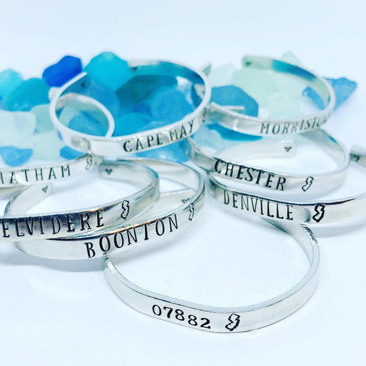 Hometown Hand Stamped Cuff Bracelet
