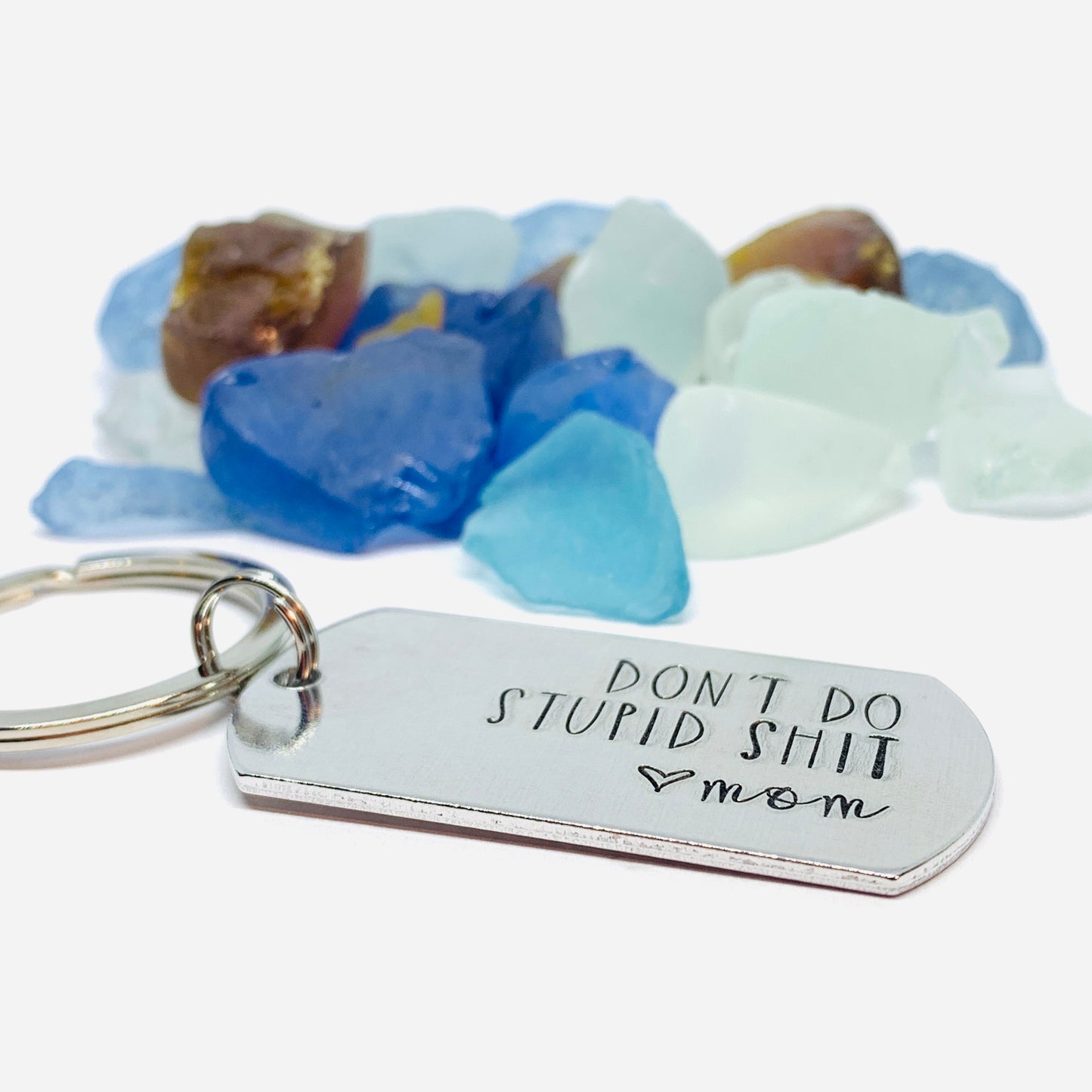 Don’t Do Stupid Shit Love Mom| Hand Stamped Metal Keyring | Drive Safe Gift from Parents | Teenager Keychain Gift | Graduate Gift Idea
