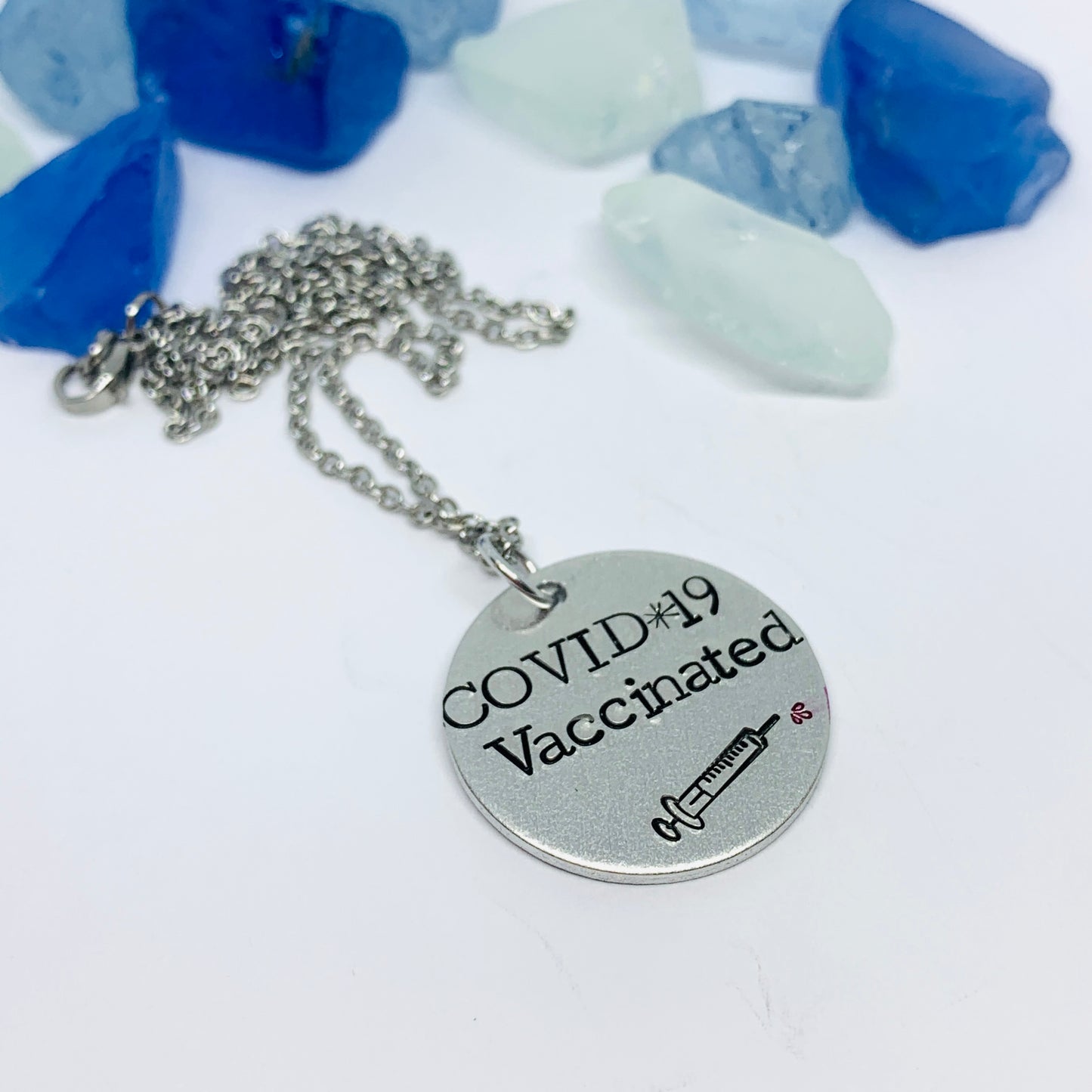 COVID-19 Vaccinated Metal Pin | I Got Vaccinated | Magnet | Necklace | Keychain | I got the shot | Pro-vaccine | Pfizer | Moderna | Syringe