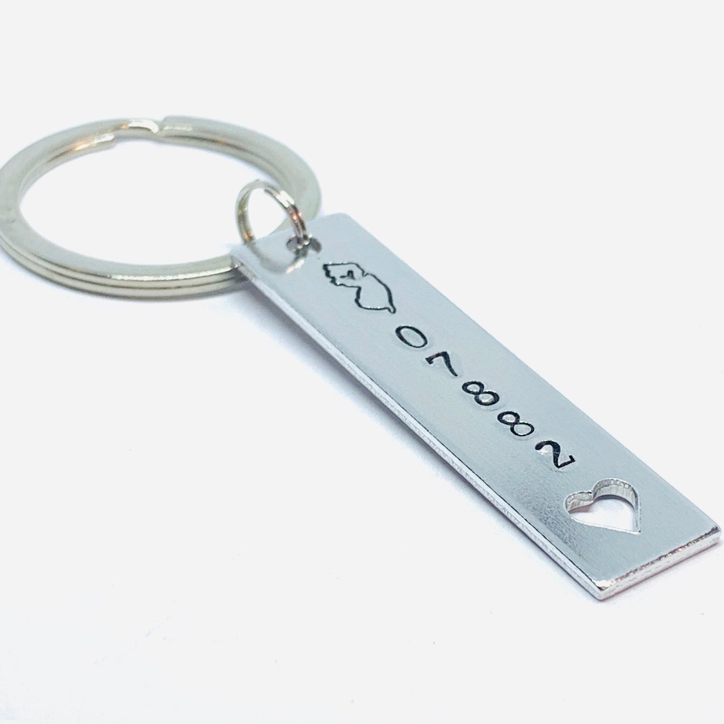 NJ ZIP Code - Hand Stamped Key Ring