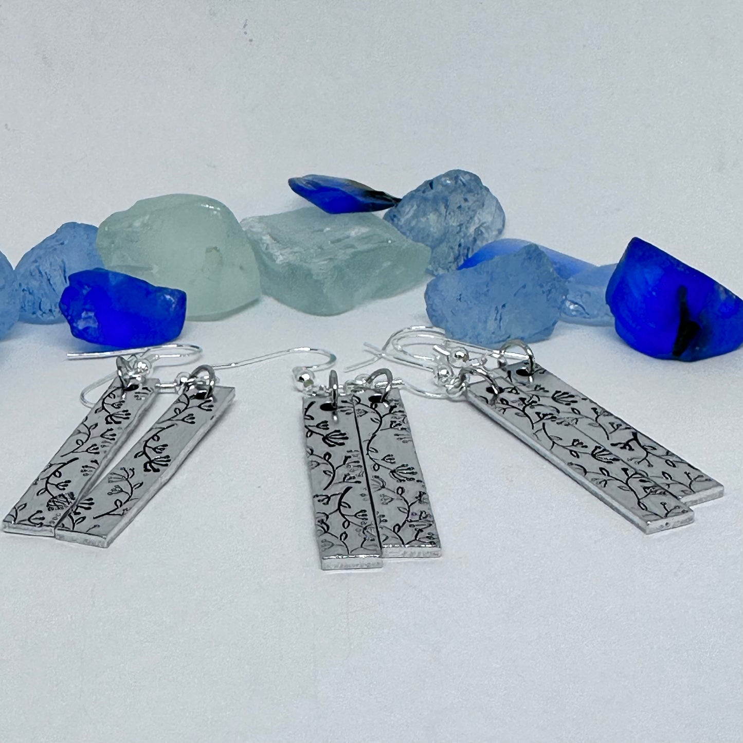 Dangling Floral - Hand Stamped Earrings