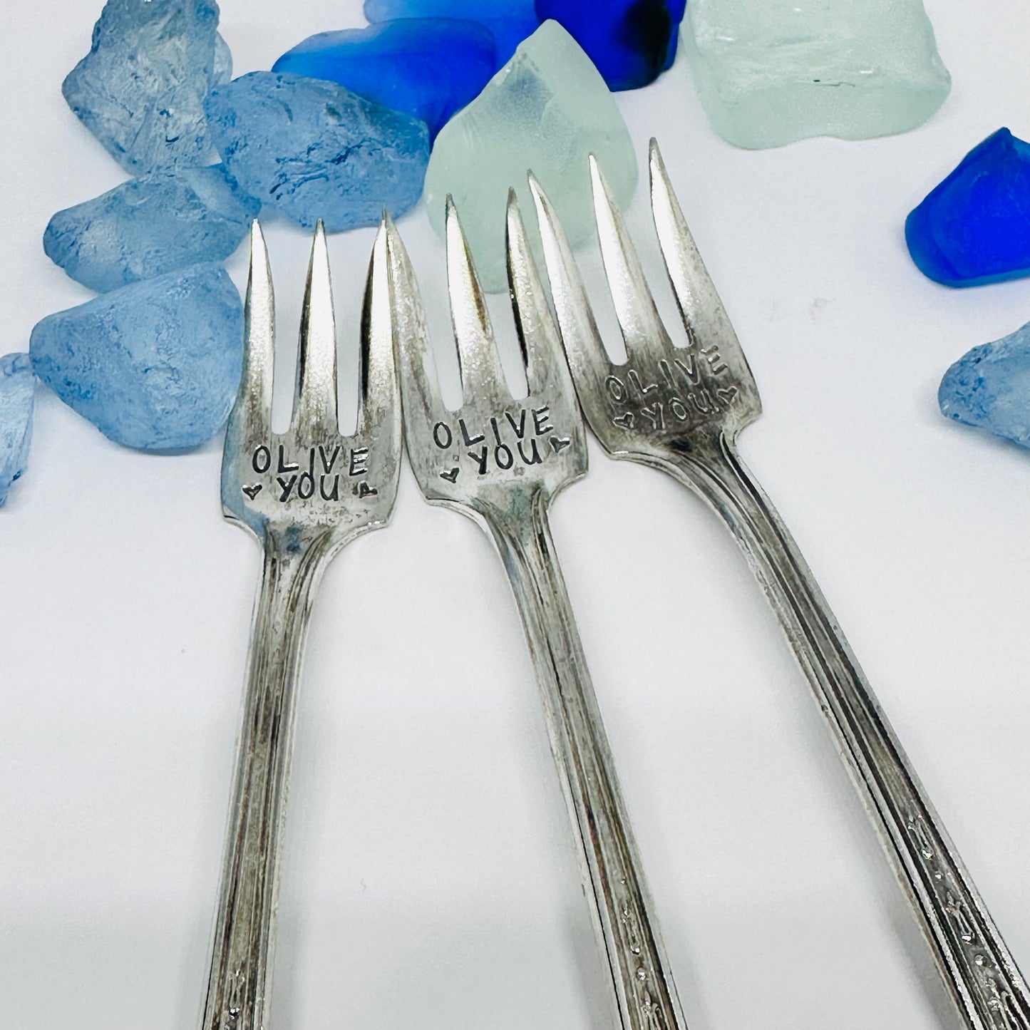 Olive Pickle Vintage Hand Stamped Silverware Fork | Olive You | Pick Me | I Pick You | Antique