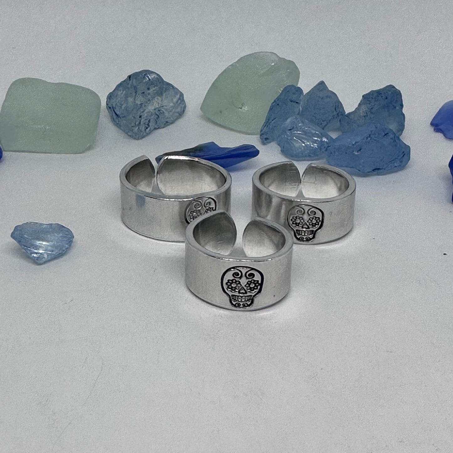 Sugar Skull Hand Stamped Metal Ring | Dios de Muertos | Day of the Dead | Halloween