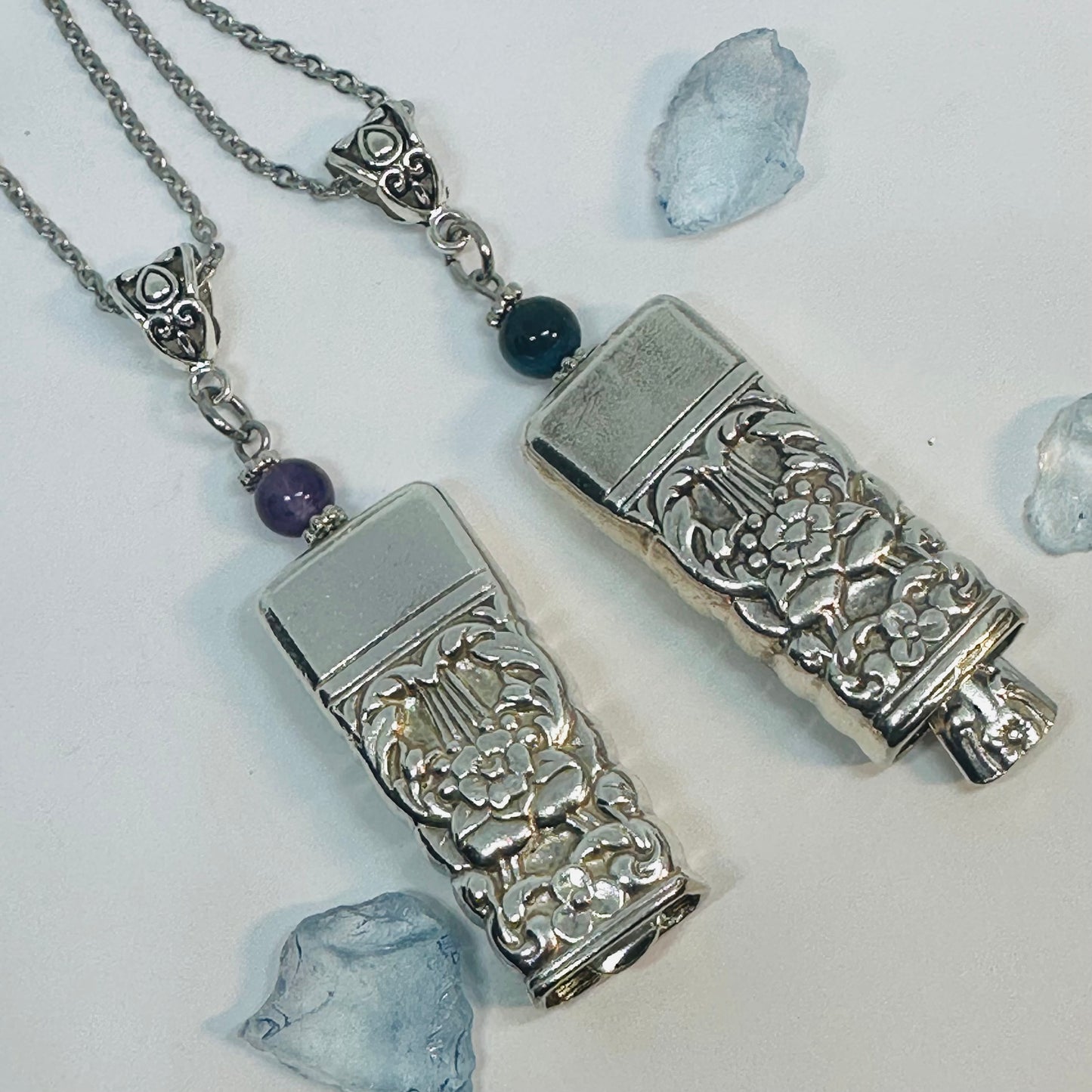 35-Fairy Bell Necklace Vintage Silverware – Angel Bell with Gemstone & 22" Chain