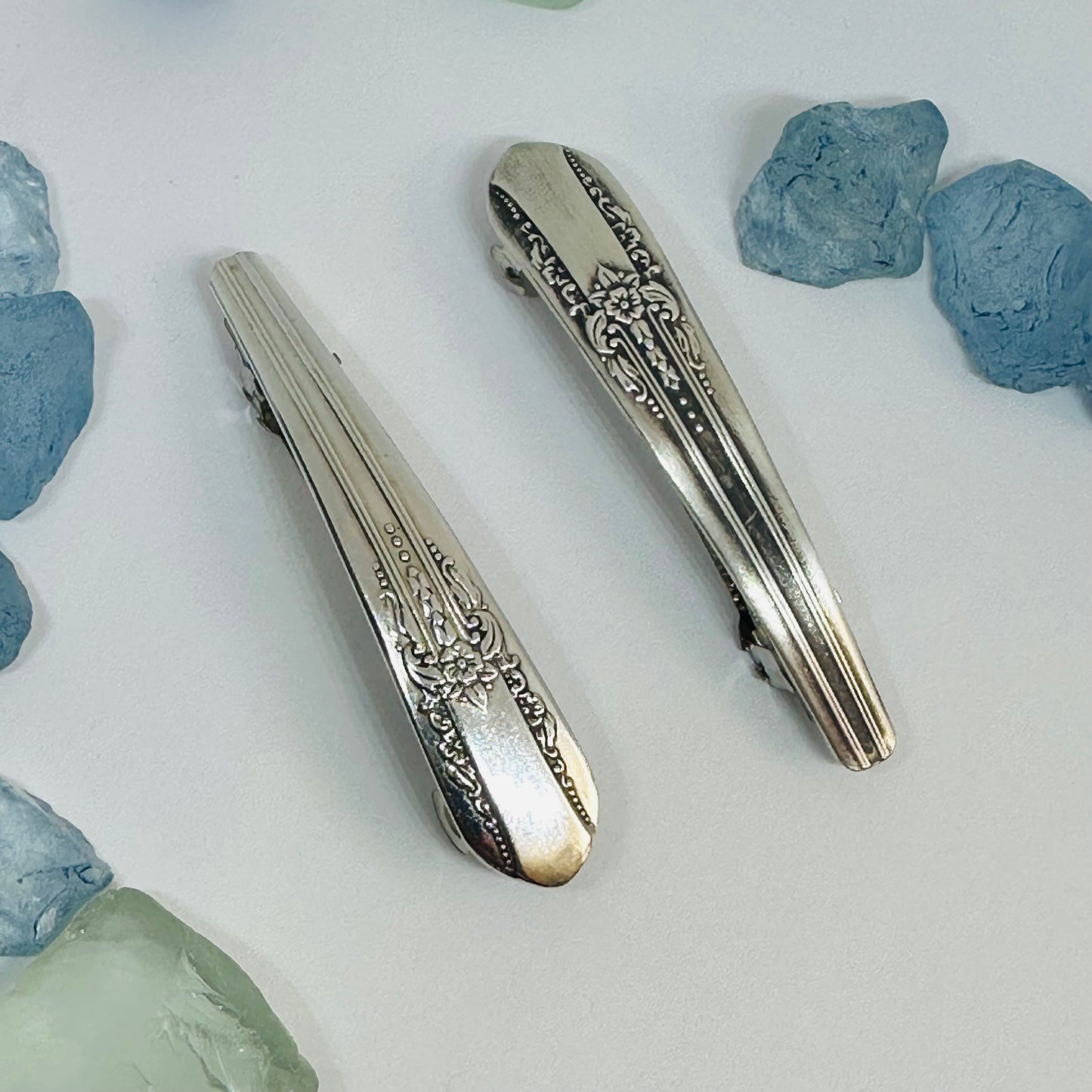 Handcrafted Vintage Silverware Hair Barrettes - Unique Patterns & Two Sizes Available
