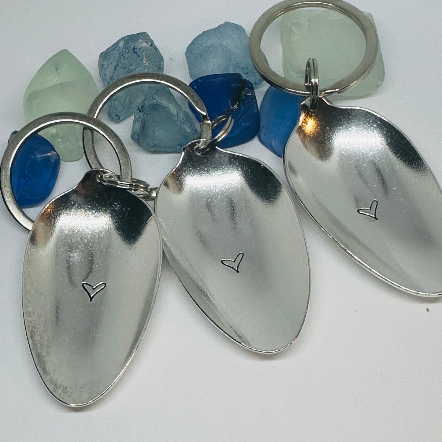 Vintage Silverware Spoon Bowl Keychain | Hand Stamped | Stainless Steel Ring