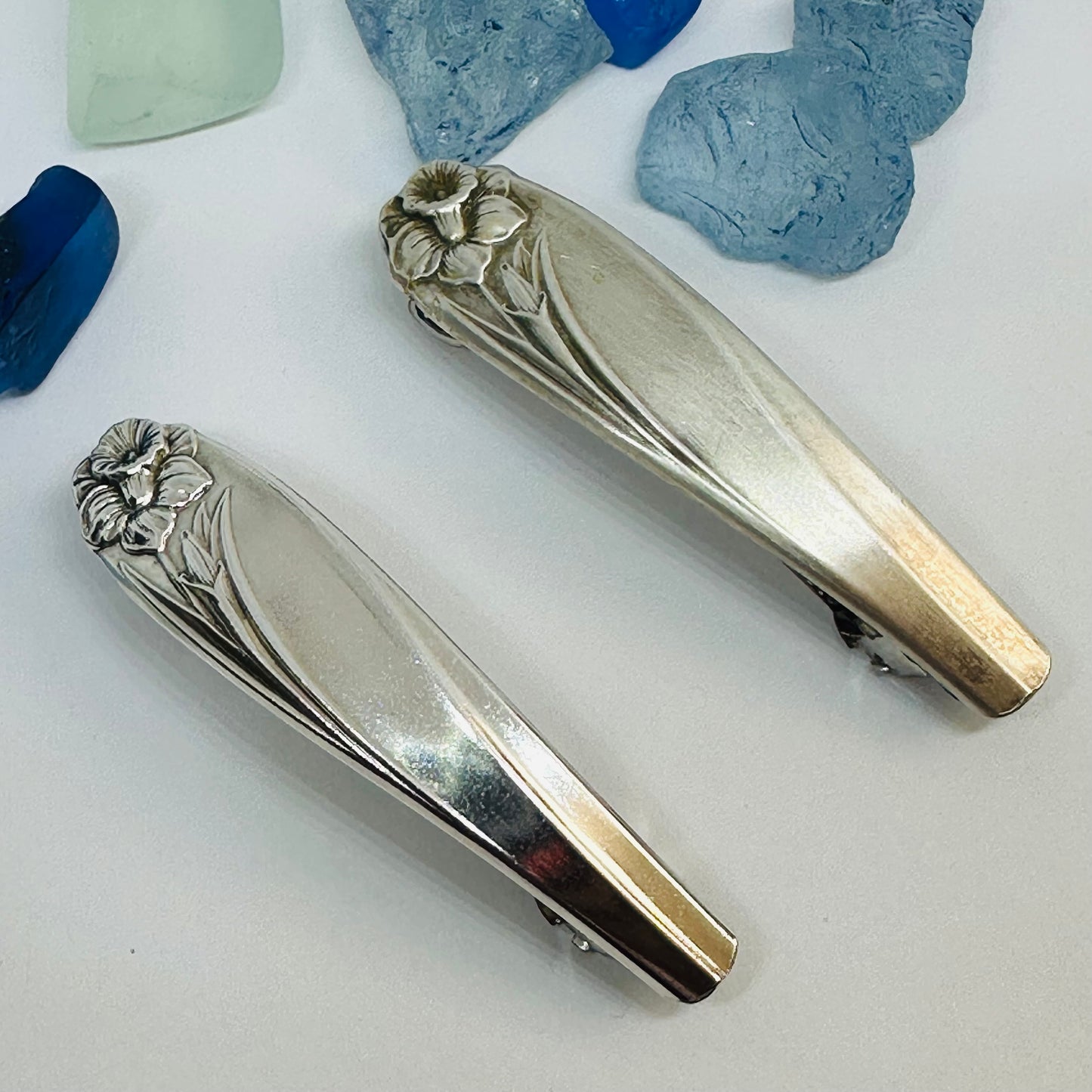 Handcrafted Vintage Silverware Hair Barrettes - Unique Patterns & Two Sizes Available