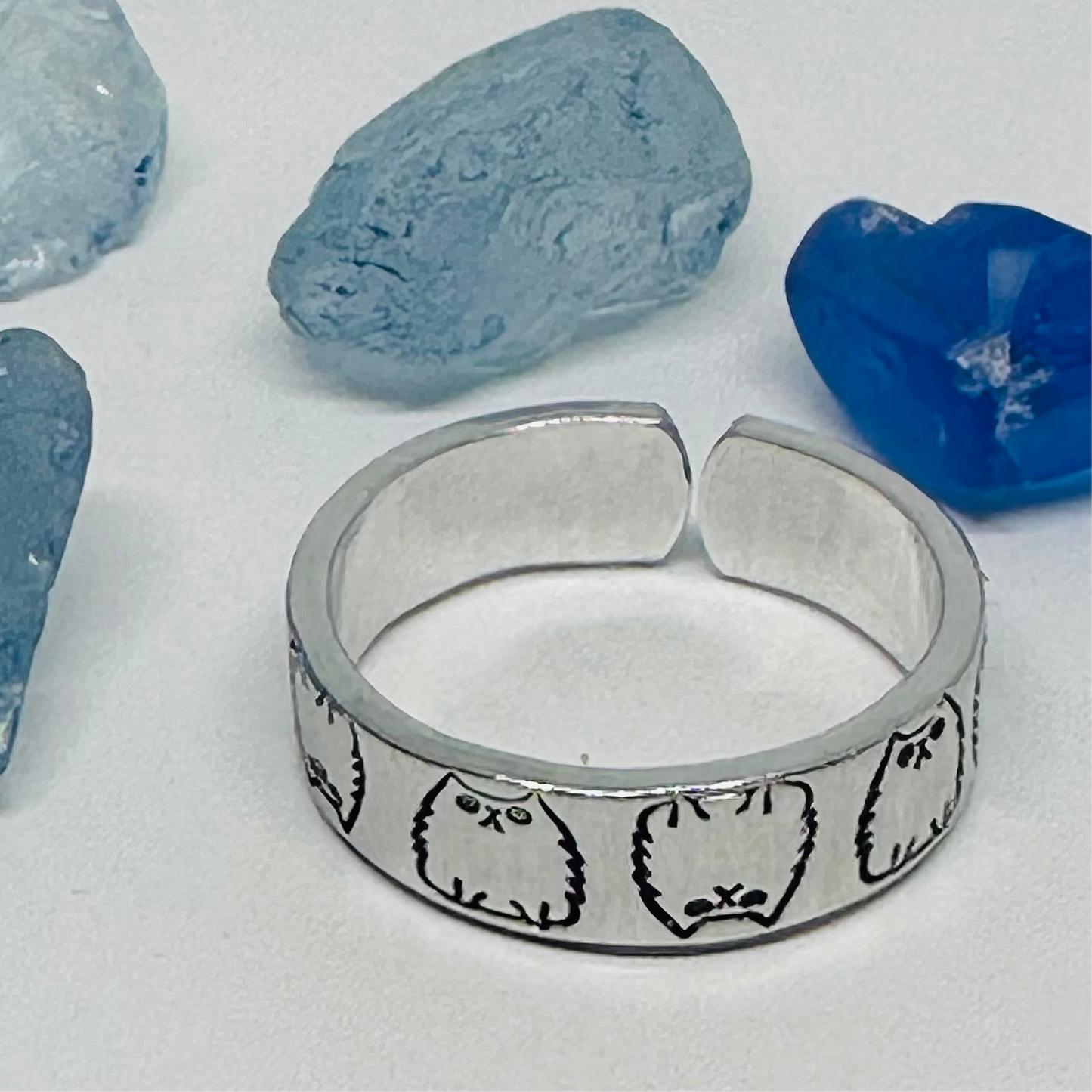 Cats Cats Cats! | Adorable Hand-Stamped Metal Cat Design Rings - Adjustable & Unique Feline Lover Gift