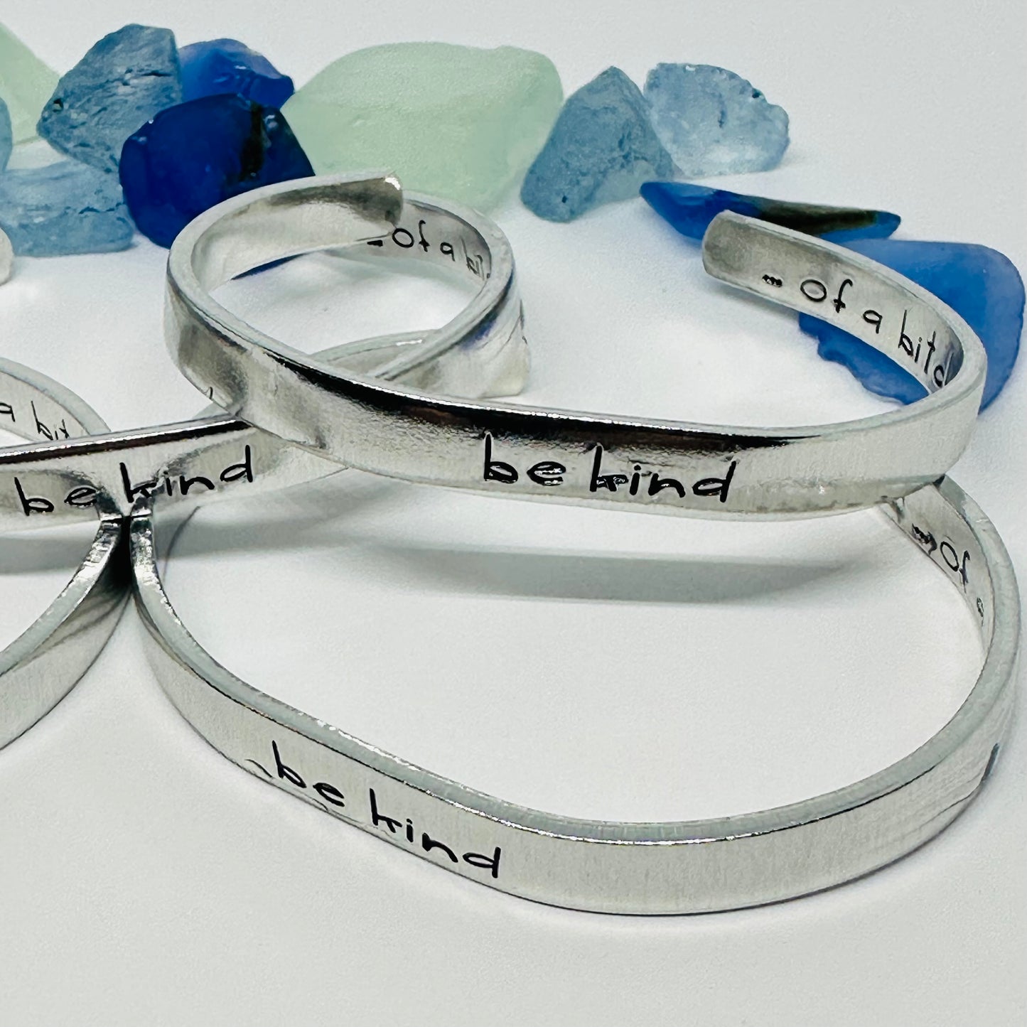 be kind ... of a bitch - Hand Stamped Double-Sided 1/4" Aluminum Cuff