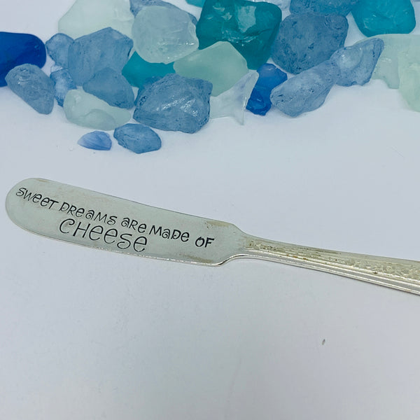 Vintage Silver Plated Hand Stamped Butter Knife | Novelty Knife | Spread Love Stamped Vintage Knife | Cheese Spreader