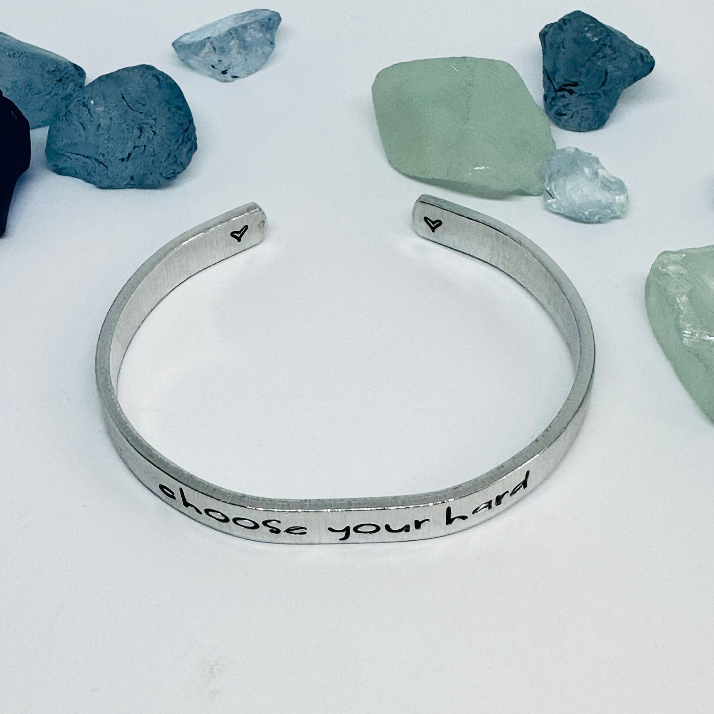 Choose Your Hard Hand Stamped Cuff Bracelet | New Year | Resolutions | Motivation | Fitness | Happiness