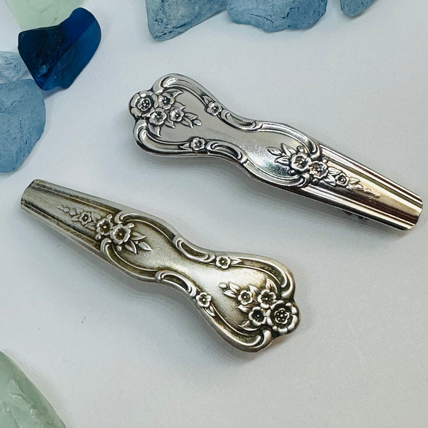 Handcrafted Vintage Silverware Hair Barrettes - Unique Patterns & Two Sizes Available