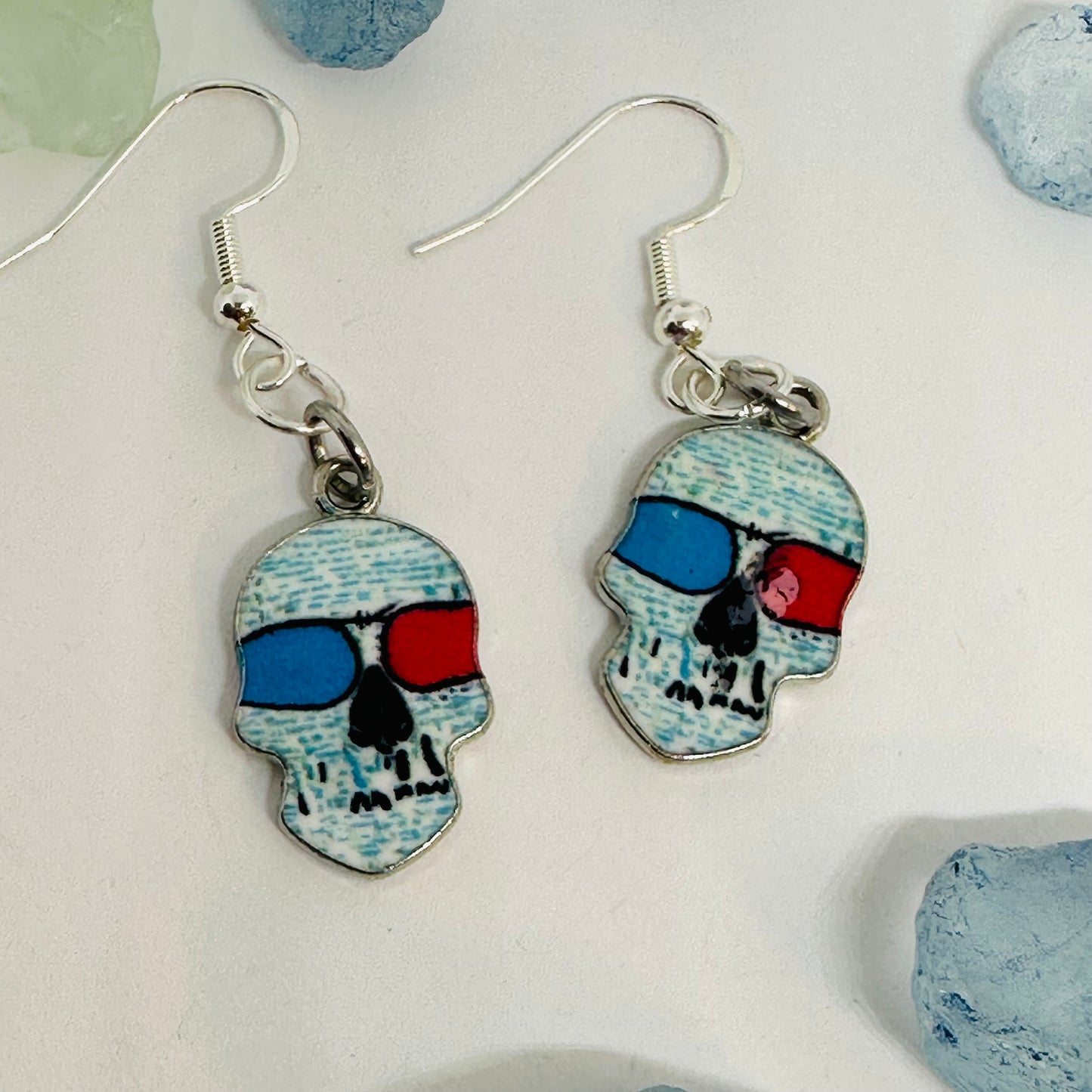 Vibrant Sugar Skull Dangle Earrings | Handcrafted Day of the Dead Inspired Jewelry