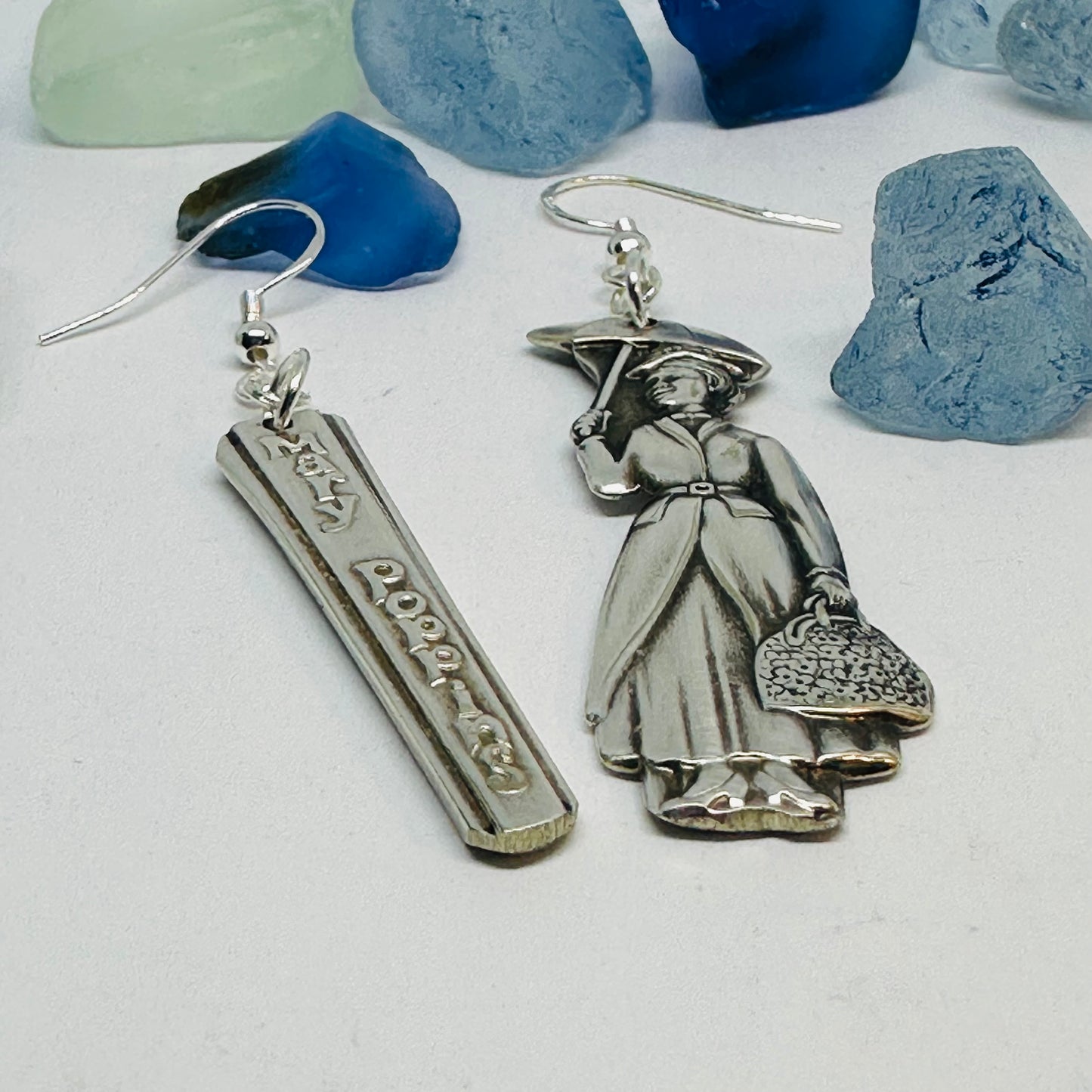Mary Poppins Vintage Earrings | Collectible Spoon Silverplate 1964 | Up-Cycled | Antique