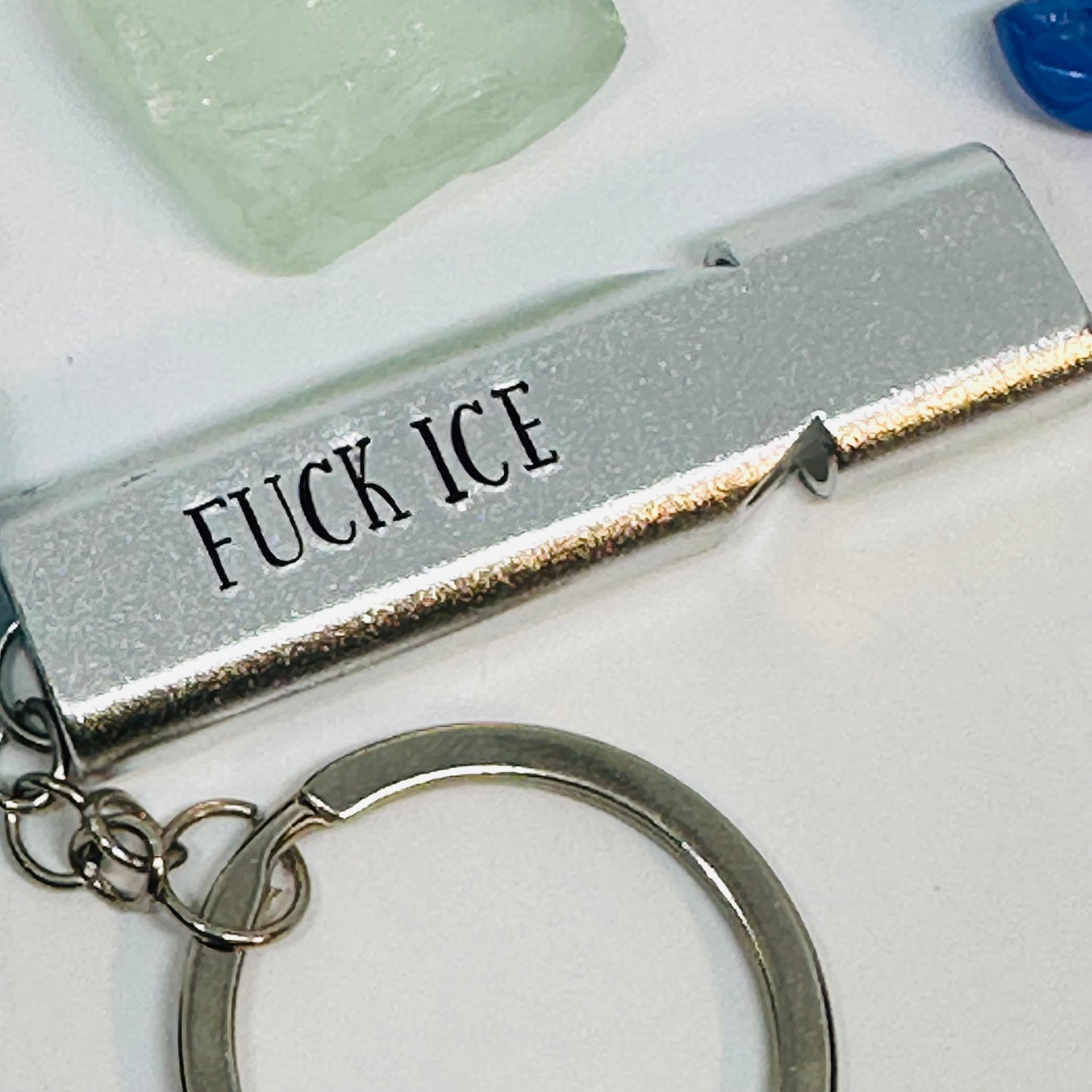 FUCK ICE | BE GOOD | Whistle | Protest Keychain | Safety Alarm | Political Activism Gift | Compact Emergency Accessory | Lady in the Pink Jacket