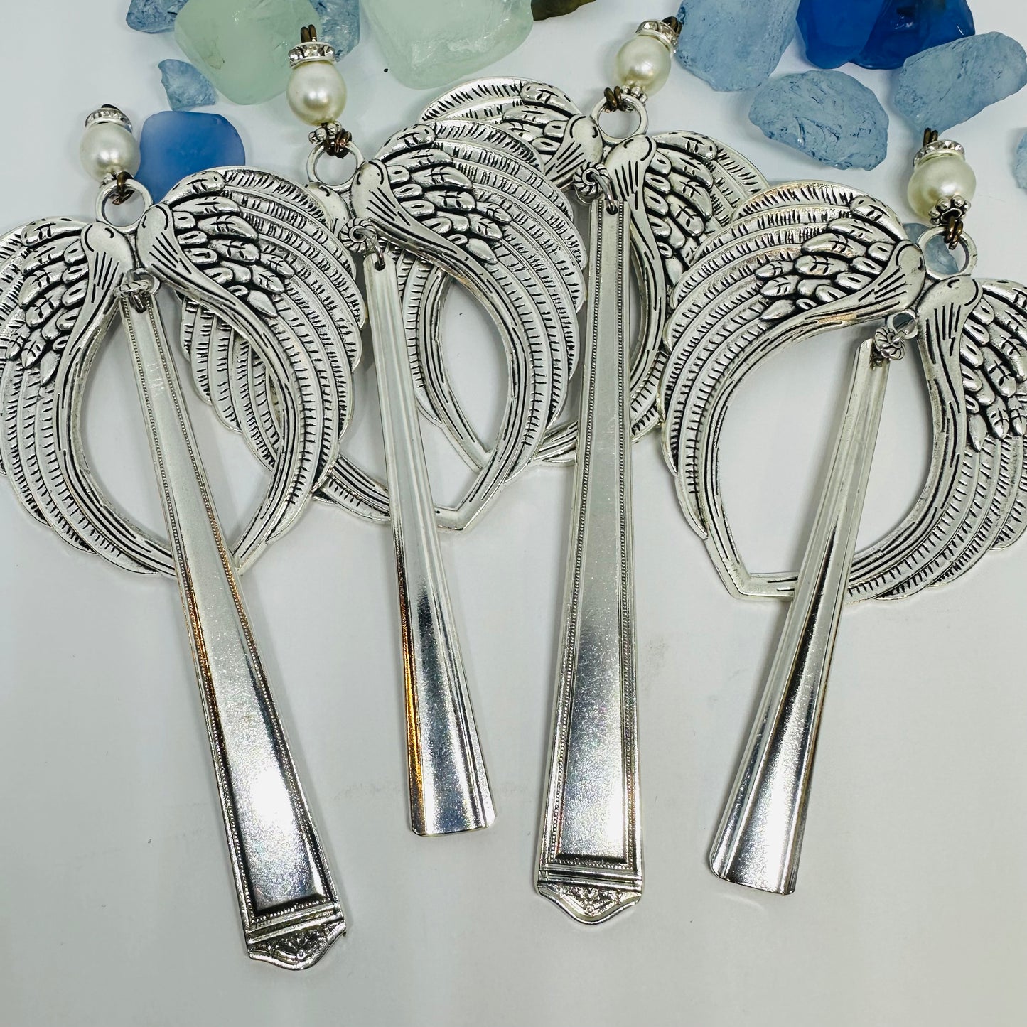 Angel Ornaments and Pendants made with Vintage Silverware