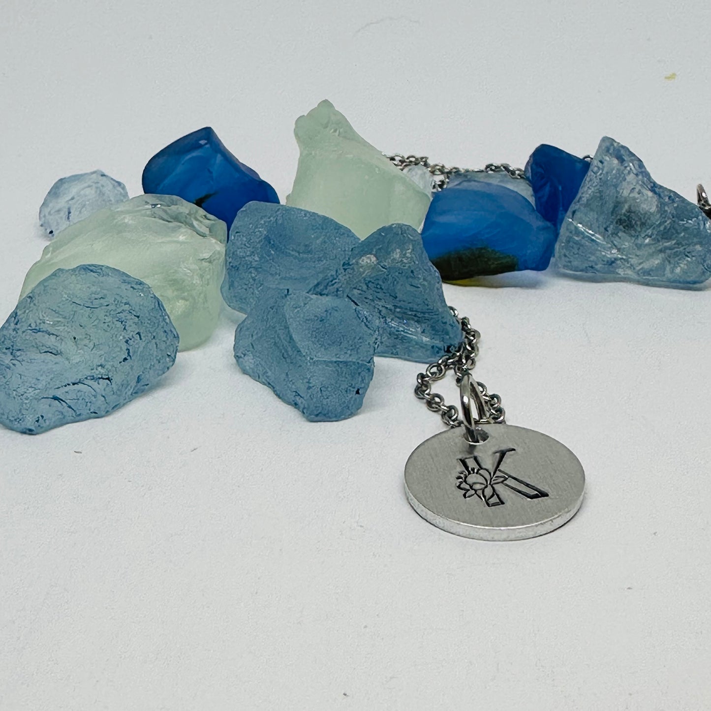 Floral Initial(s) Disc Necklace - Hand Stamped - Personalized & Elegant