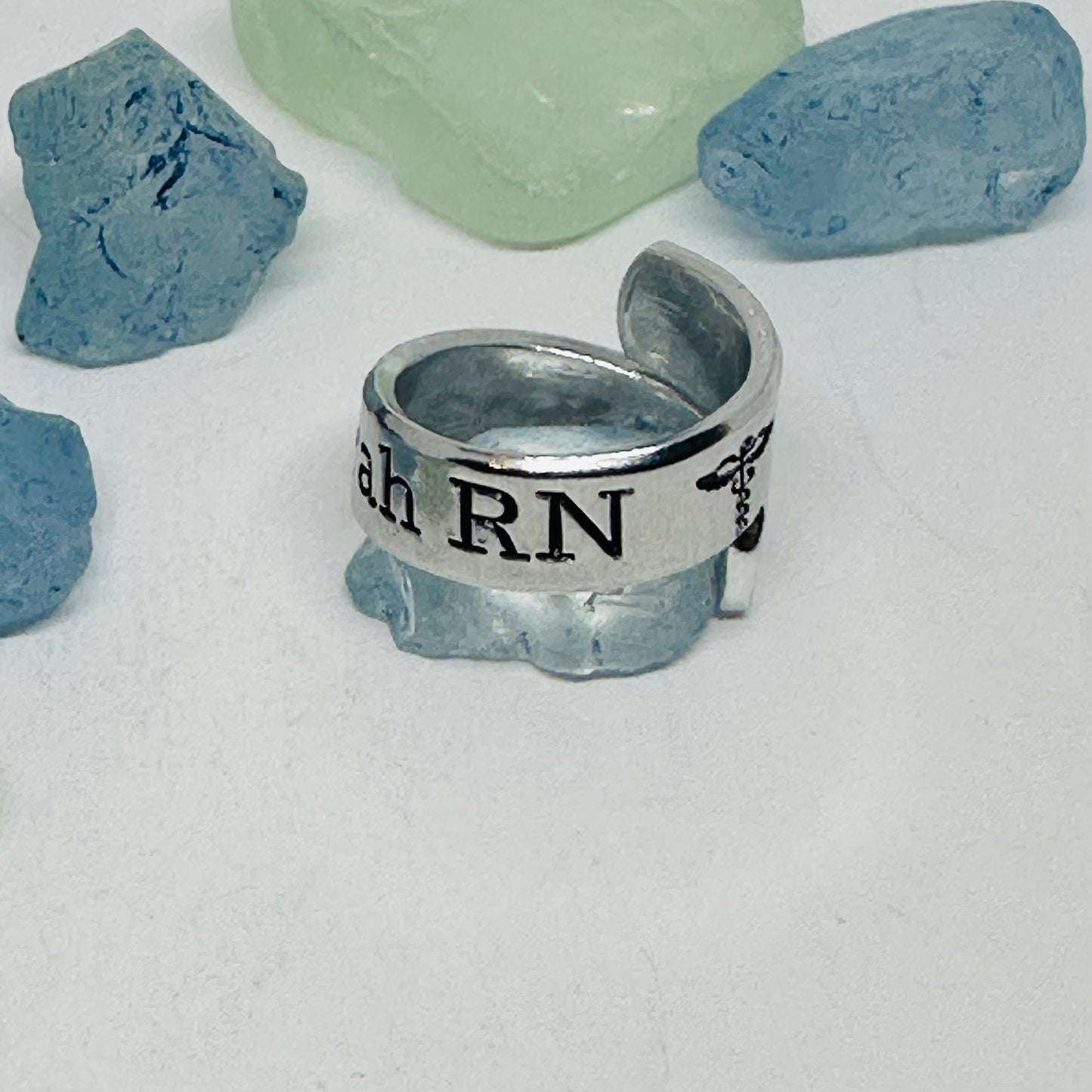 Hand Stamped Personalized Stethoscope ID Tag ID Ring - Nurses Doctors Veterinarians Techs | Littman Charm | Stethoscope Identification