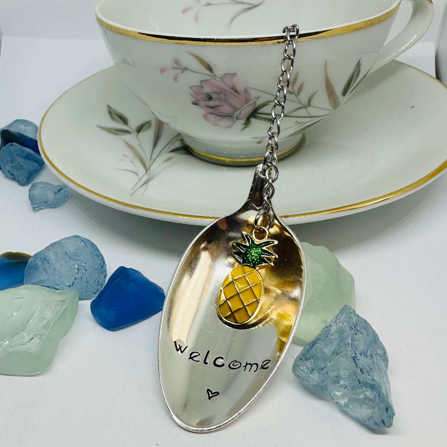 Tea Infuser with Hand Stamped Vintage Silverware Spoon Bowl