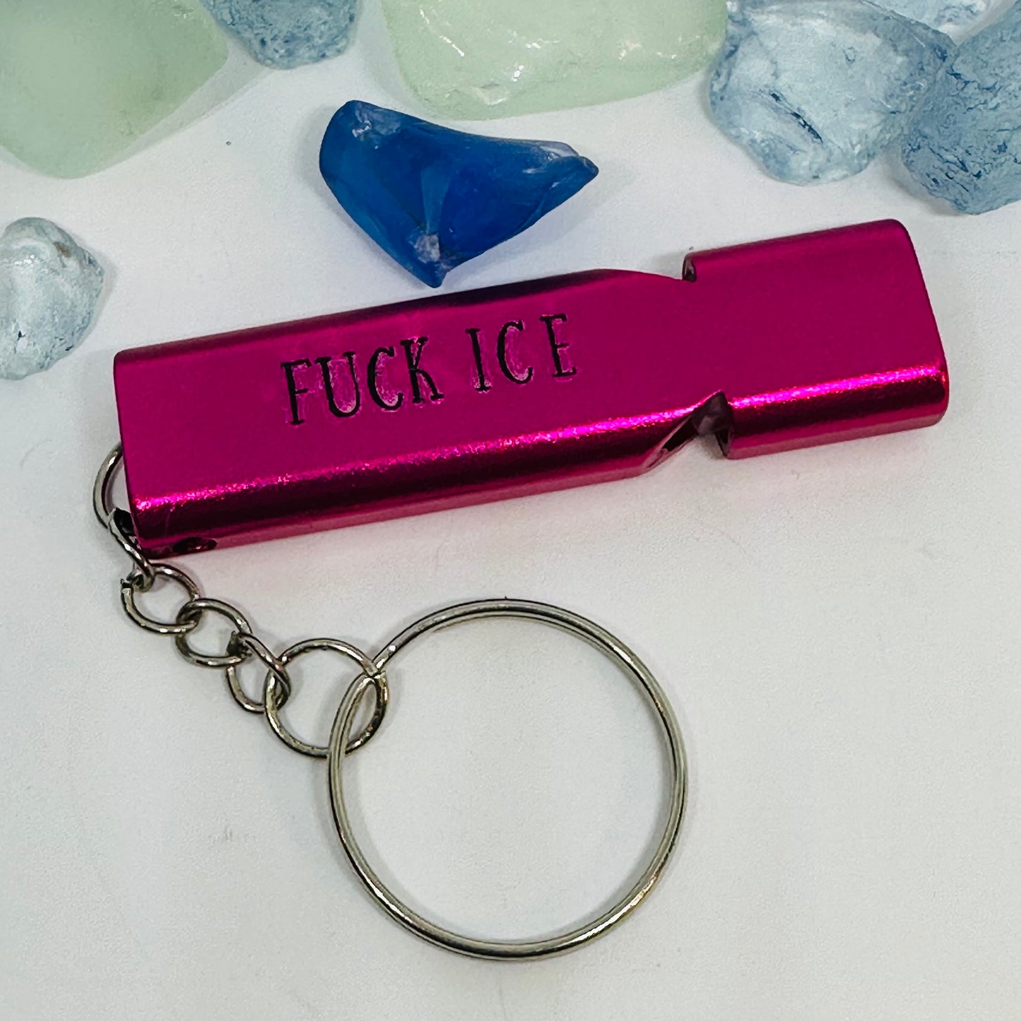 FUCK ICE | BE GOOD | Whistle | Protest Keychain | Safety Alarm | Political Activism Gift | Compact Emergency Accessory | Lady in the Pink Jacket