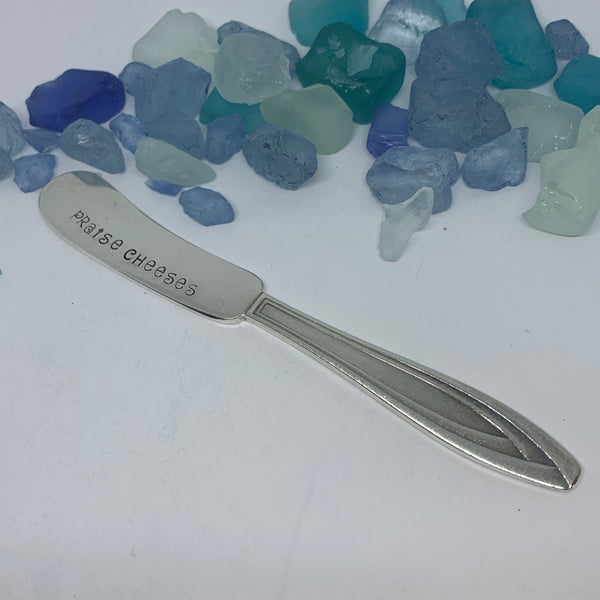 Vintage Silver Plated Hand Stamped Butter Knife | Novelty Knife | Spread Love Stamped Vintage Knife | Cheese Spreader