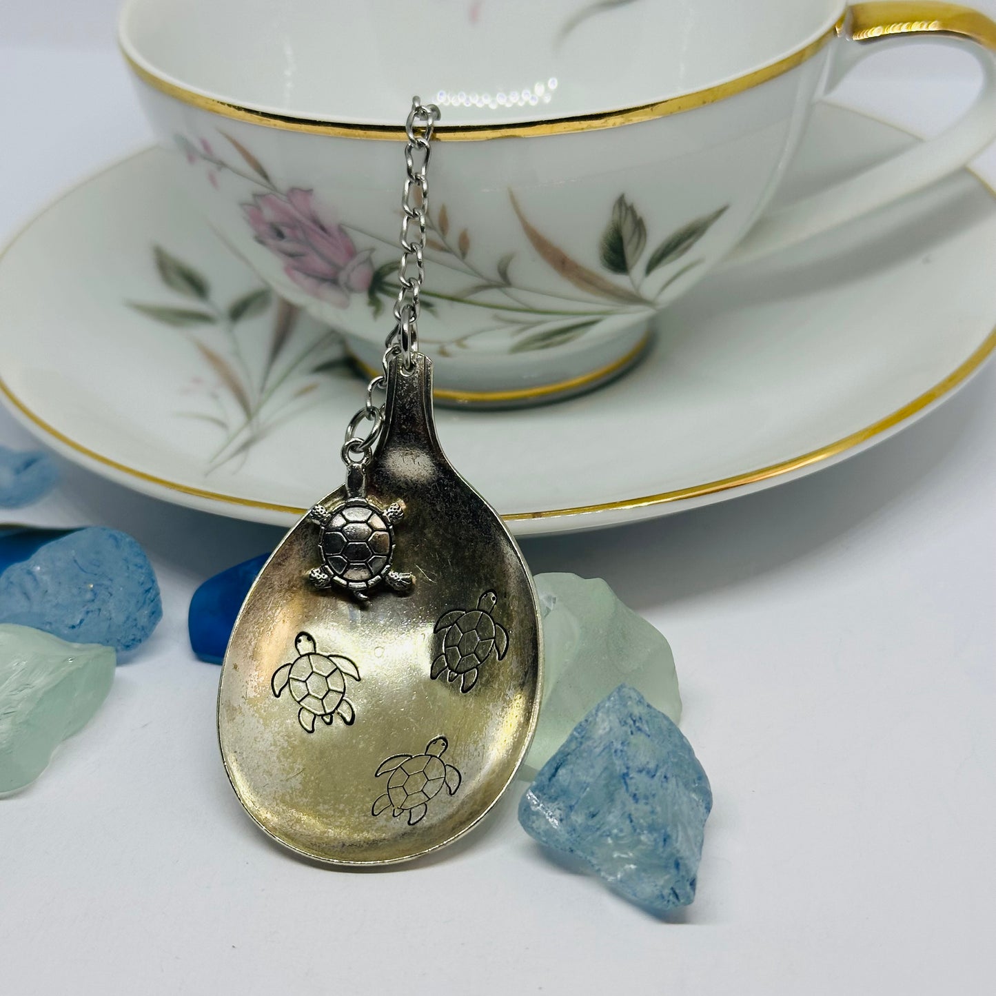 Tea Infuser with Hand Stamped Vintage Silverware Spoon Bowl