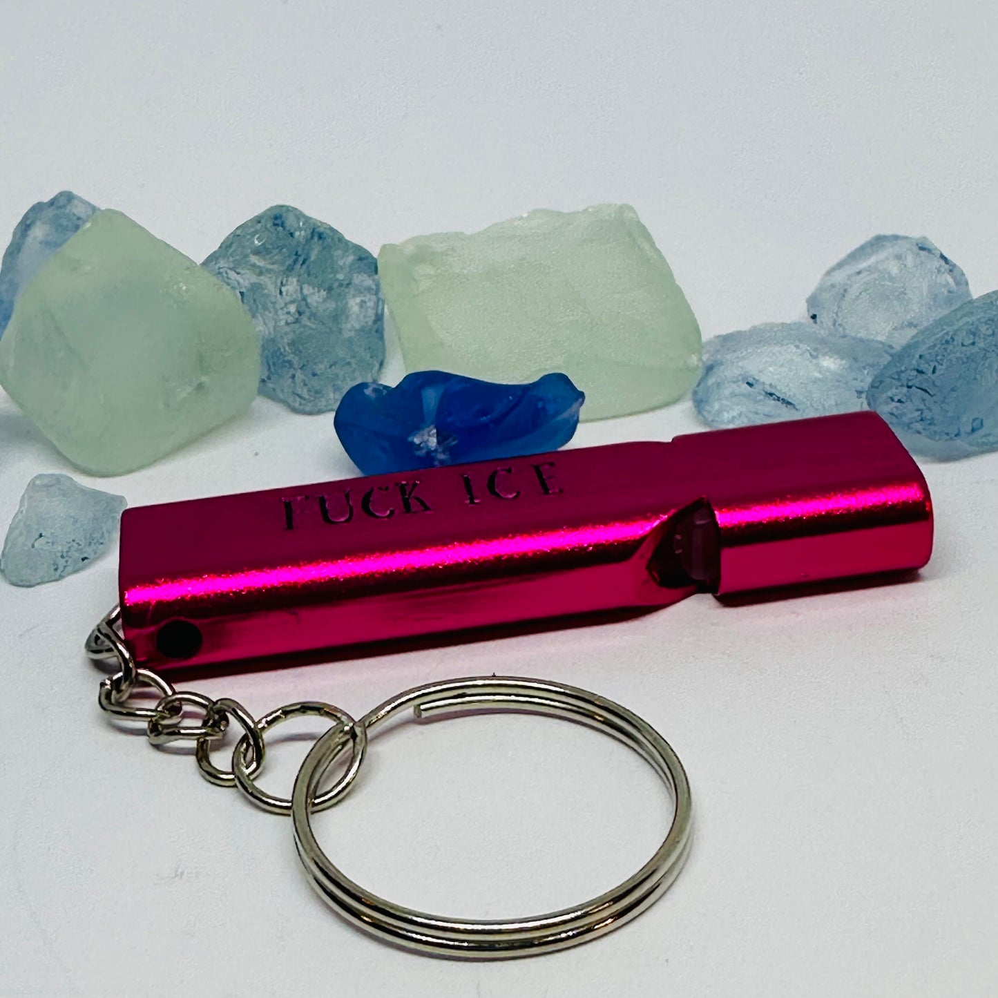 FUCK ICE | BE GOOD | Whistle | Protest Keychain | Safety Alarm | Political Activism Gift | Compact Emergency Accessory | Lady in the Pink Jacket