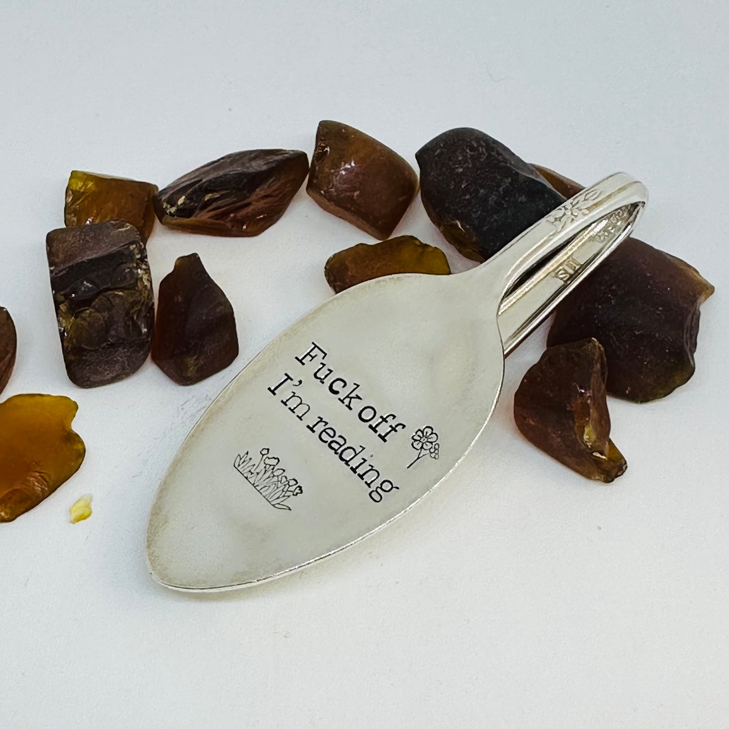 Vintage Spoon Hand Stamped Bookmark - Fuck Off, I’m Reading