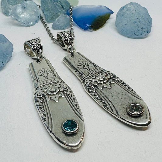 First Love (1937) Vintage Silverware Necklace - with Crystal Rivet Option