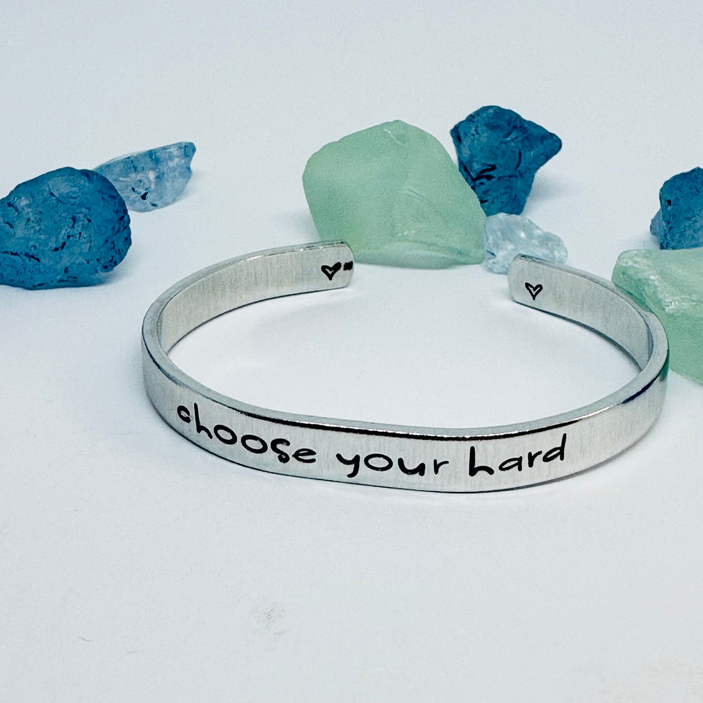 Choose Your Hard Hand Stamped Cuff Bracelet | New Year | Resolutions | Motivation | Fitness | Happiness