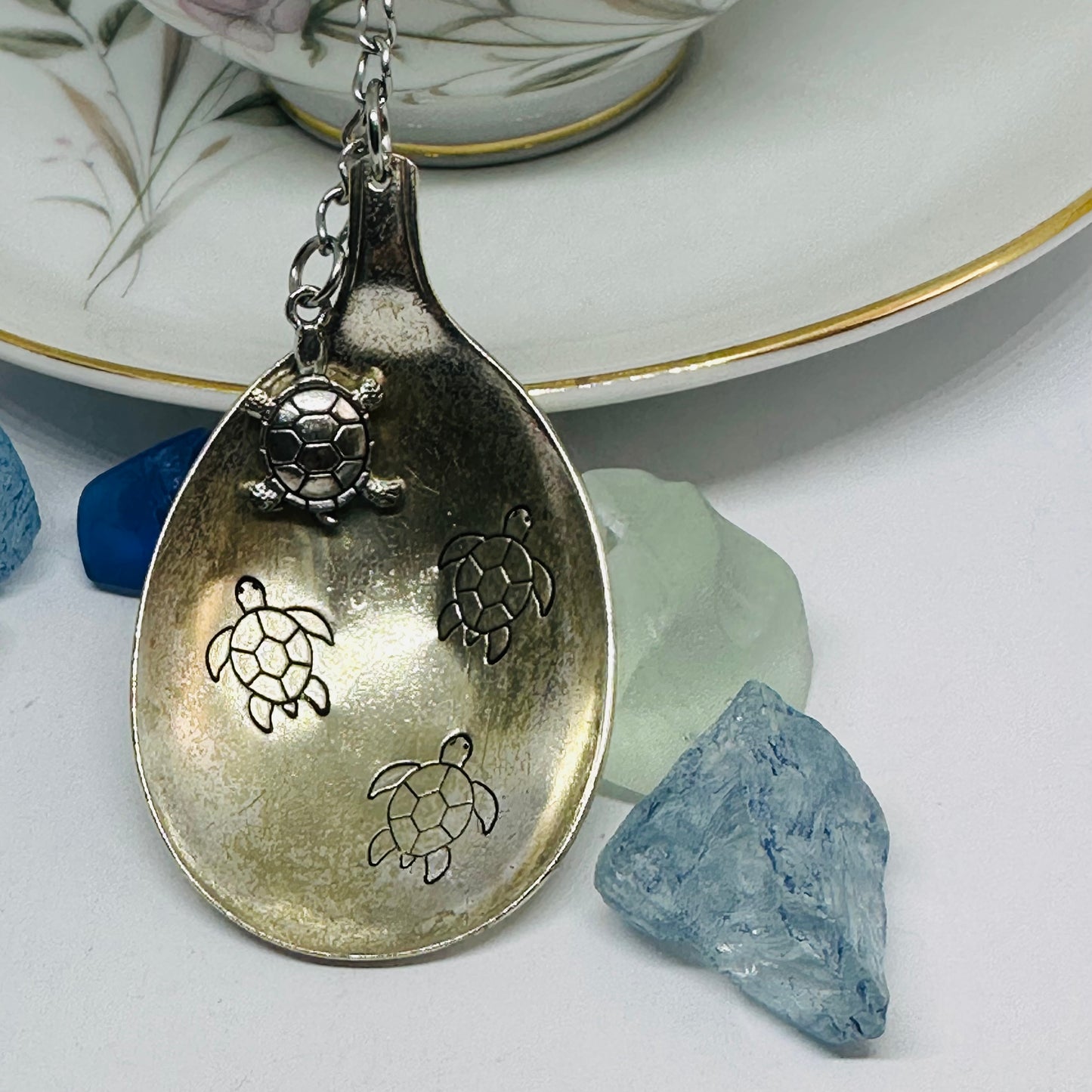 Tea Infuser with Hand Stamped Vintage Silverware Spoon Bowl