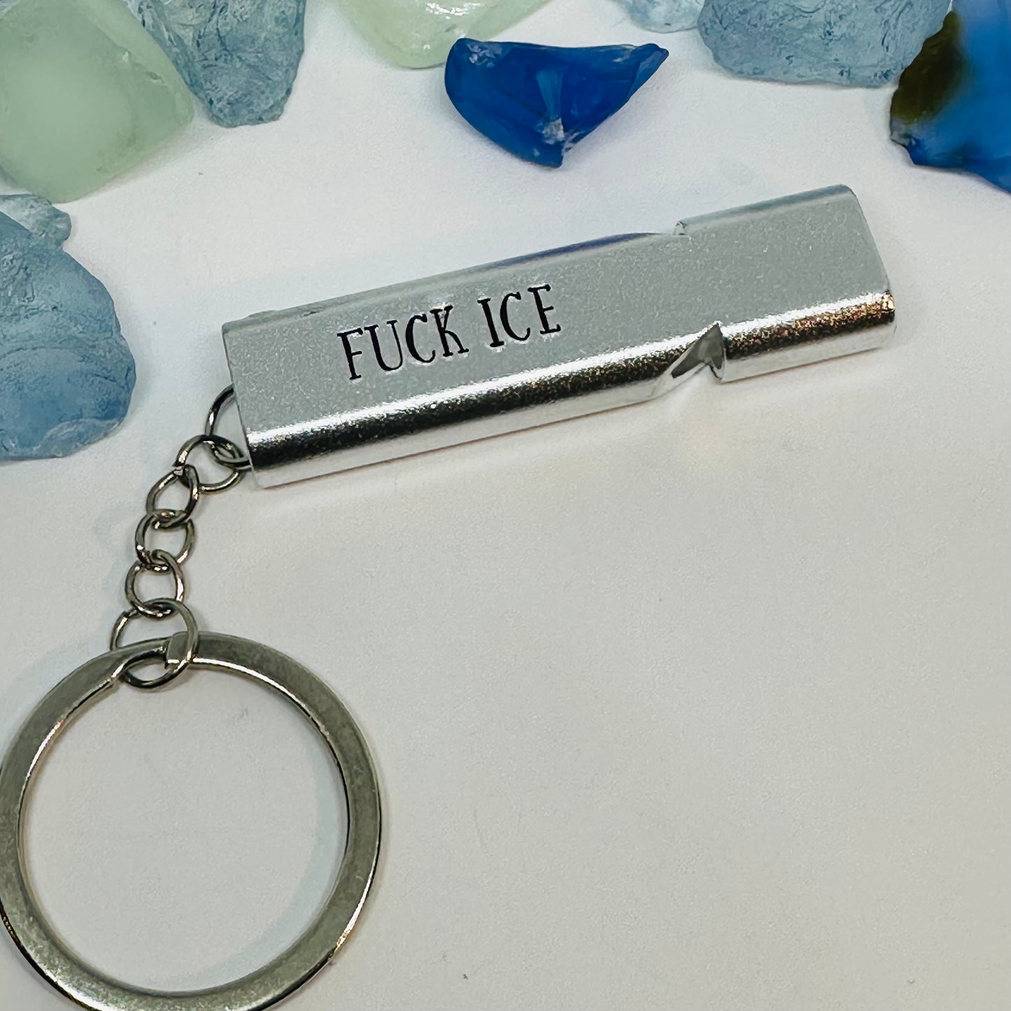 FUCK ICE | BE GOOD | Whistle | Protest Keychain | Safety Alarm | Political Activism Gift | Compact Emergency Accessory | Lady in the Pink Jacket