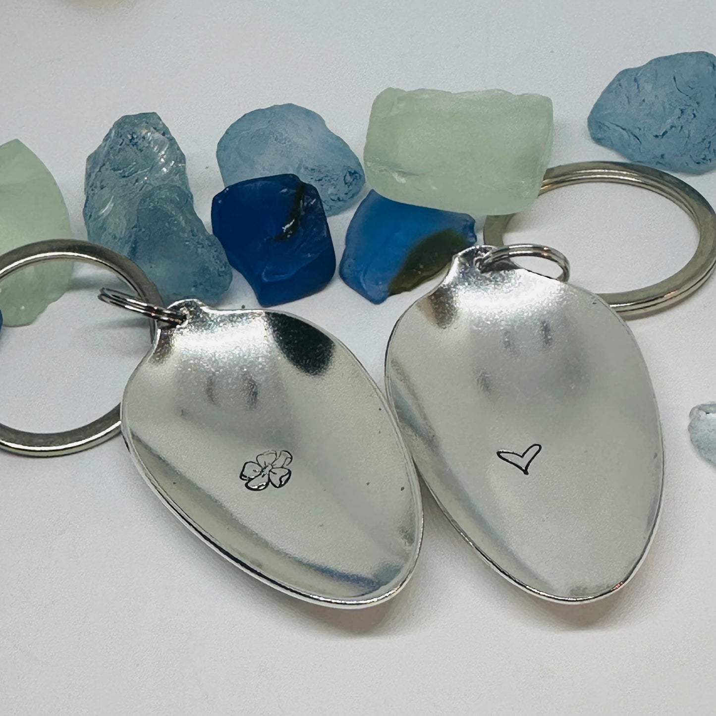 Vintage Silverware Spoon Bowl Keychain | Hand Stamped | Stainless Steel Ring