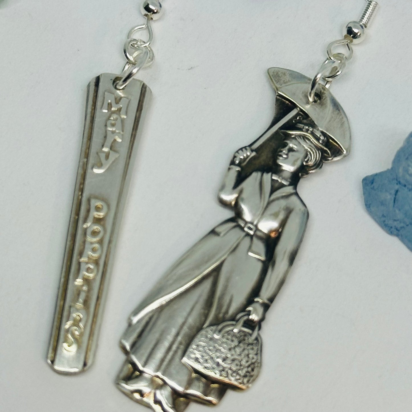 Mary Poppins Vintage Earrings | Collectible Spoon Silverplate 1964 | Up-Cycled | Antique