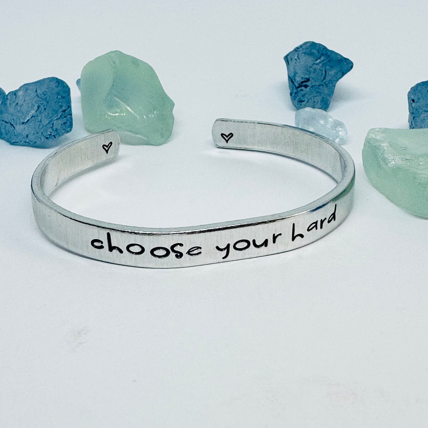 Choose Your Hard Hand Stamped Cuff Bracelet | New Year | Resolutions | Motivation | Fitness | Happiness