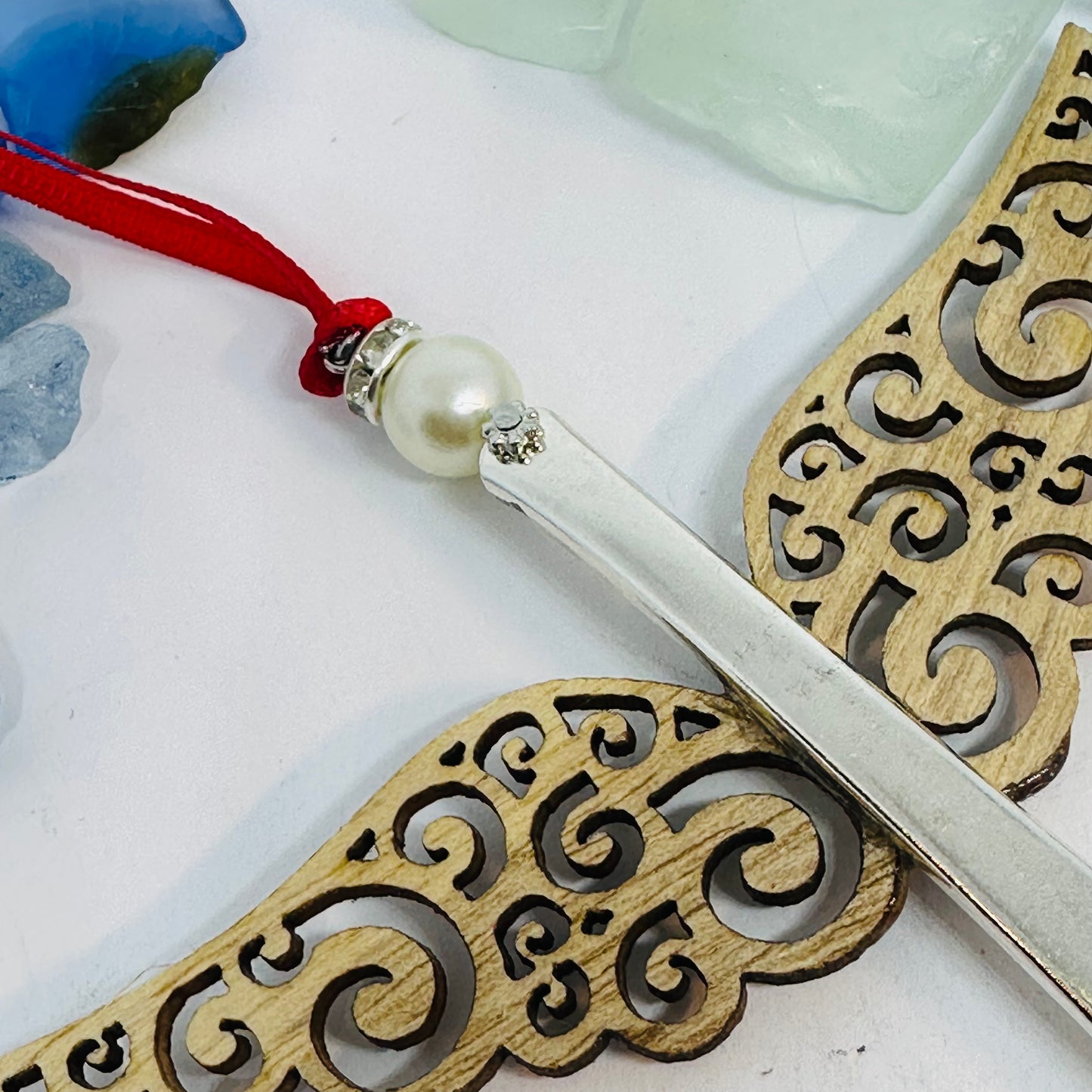 Angel Ornaments with Wooden Wings - Vintage Silverware