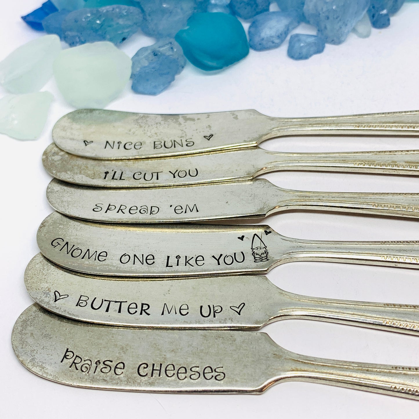 Vintage Silver Plated Hand Stamped Butter Knife | Novelty Knife | Spread Love Stamped Vintage Knife | Cheese Spreader