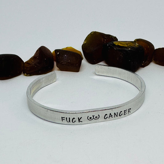 Fuck (.)(.) Cancer - Hand Stamped Cuff Bracelet